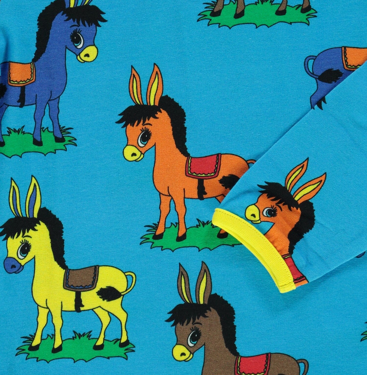 SMAFOLK Langarmshirt mit allover Esel blau Langarmshirt Smafolk