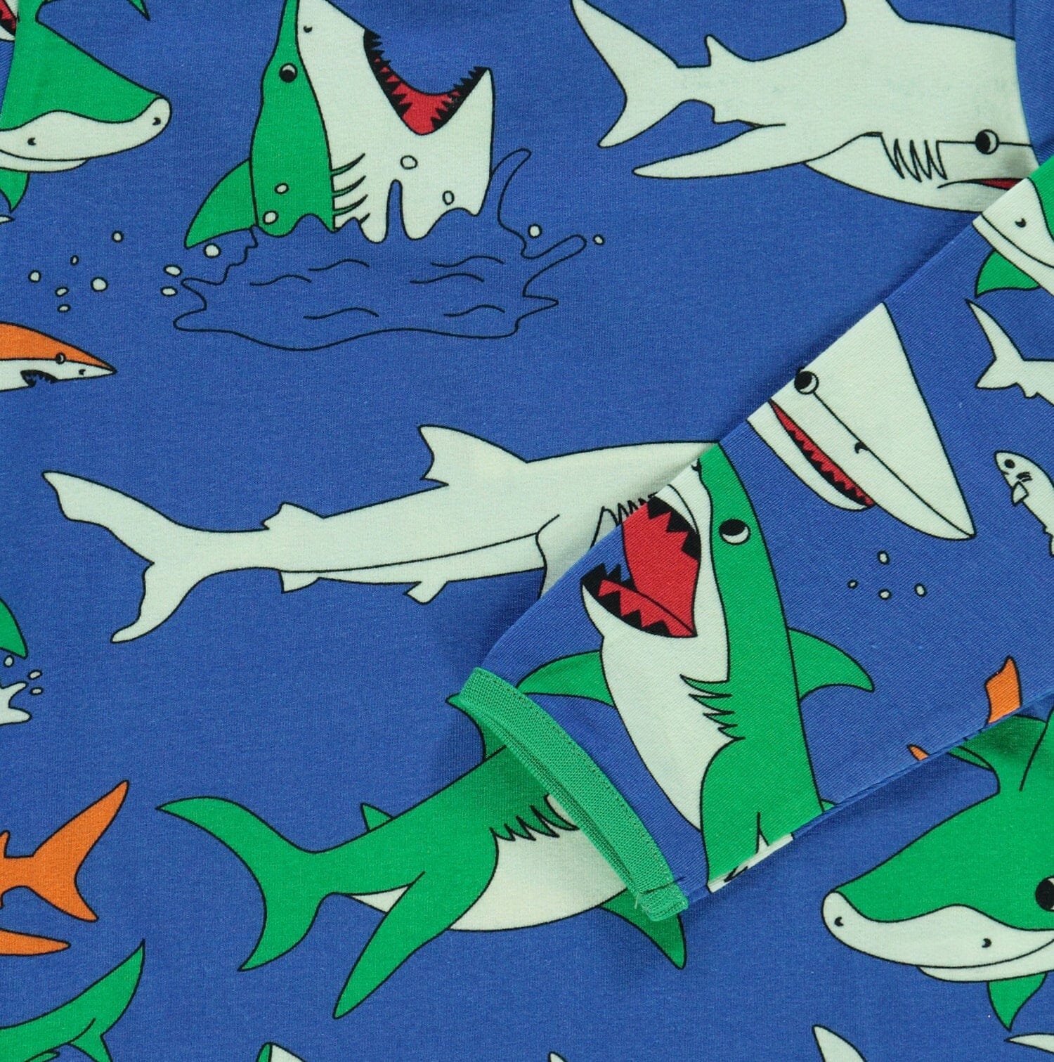 SMAFOLK Langarmshirt mit allover Hai blau Langarmshirt Smafolk