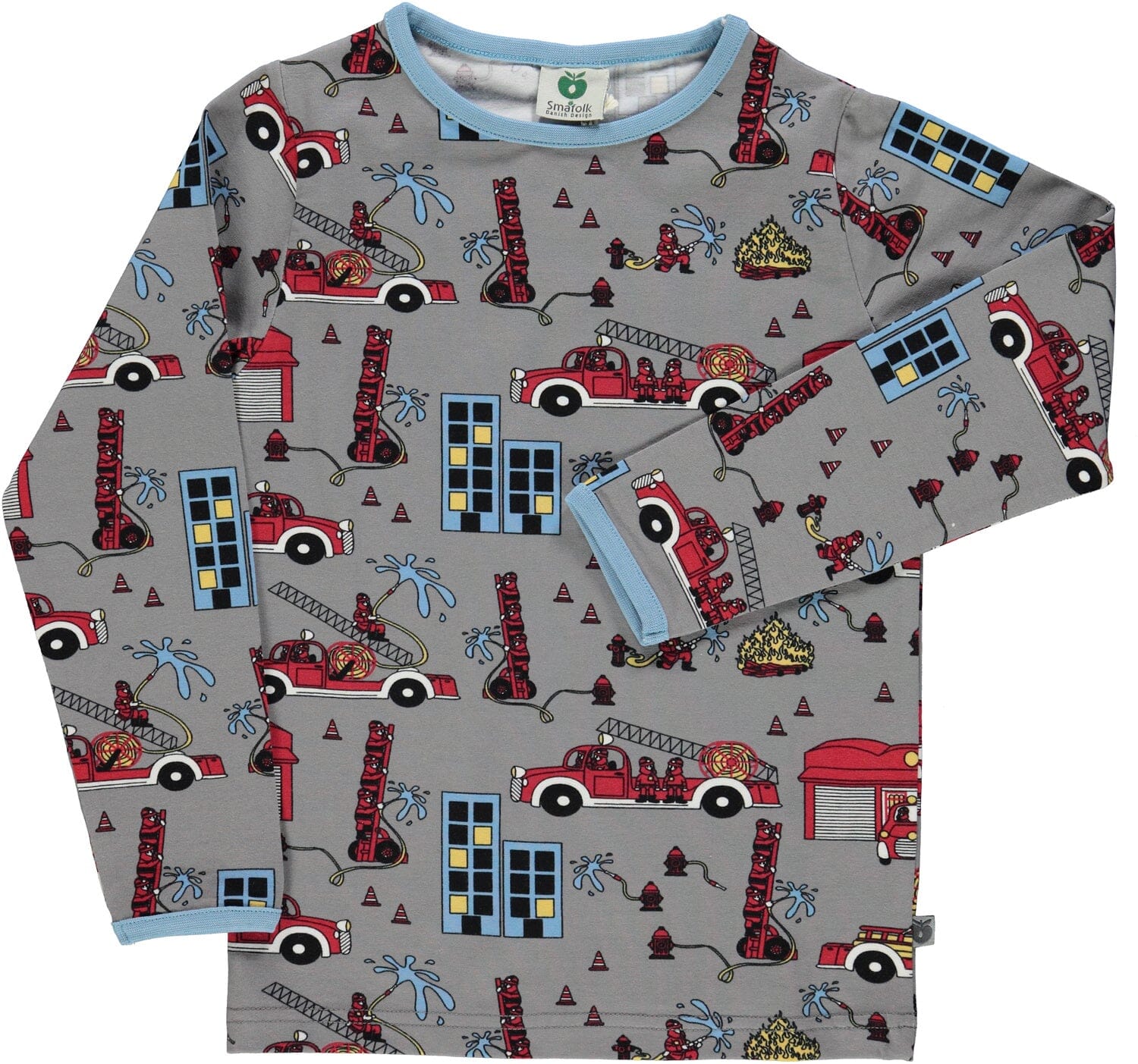 SMAFOLK Langarmshirt mit allover Feuerwehr grau / wilde dove Langarmshirt Smafolk