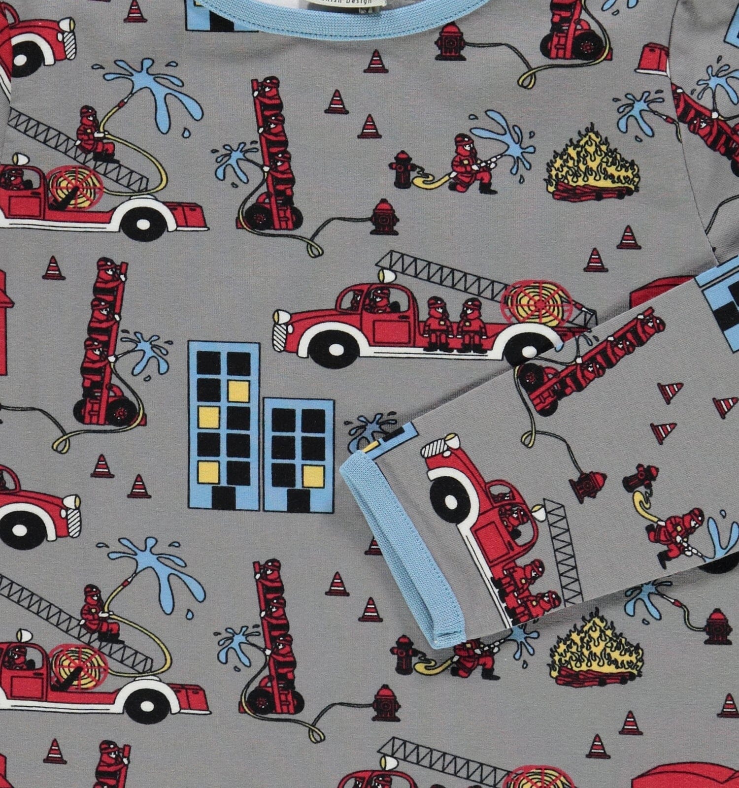 SMAFOLK Langarmshirt mit allover Feuerwehr grau / wilde dove Langarmshirt Smafolk