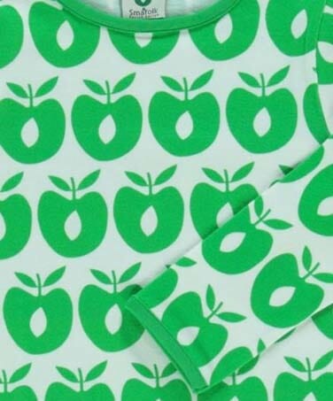 SMAFOLK Langarmshirt mit allover Apfel offwhite grün Langarmshirt Smafolk