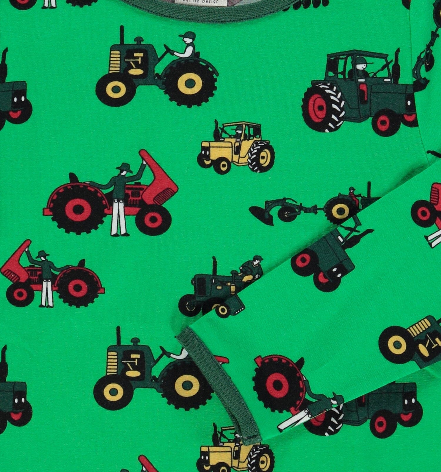 SMAFOLK Langarmshirt mit allover Traktor grün Langarmshirt Smafolk