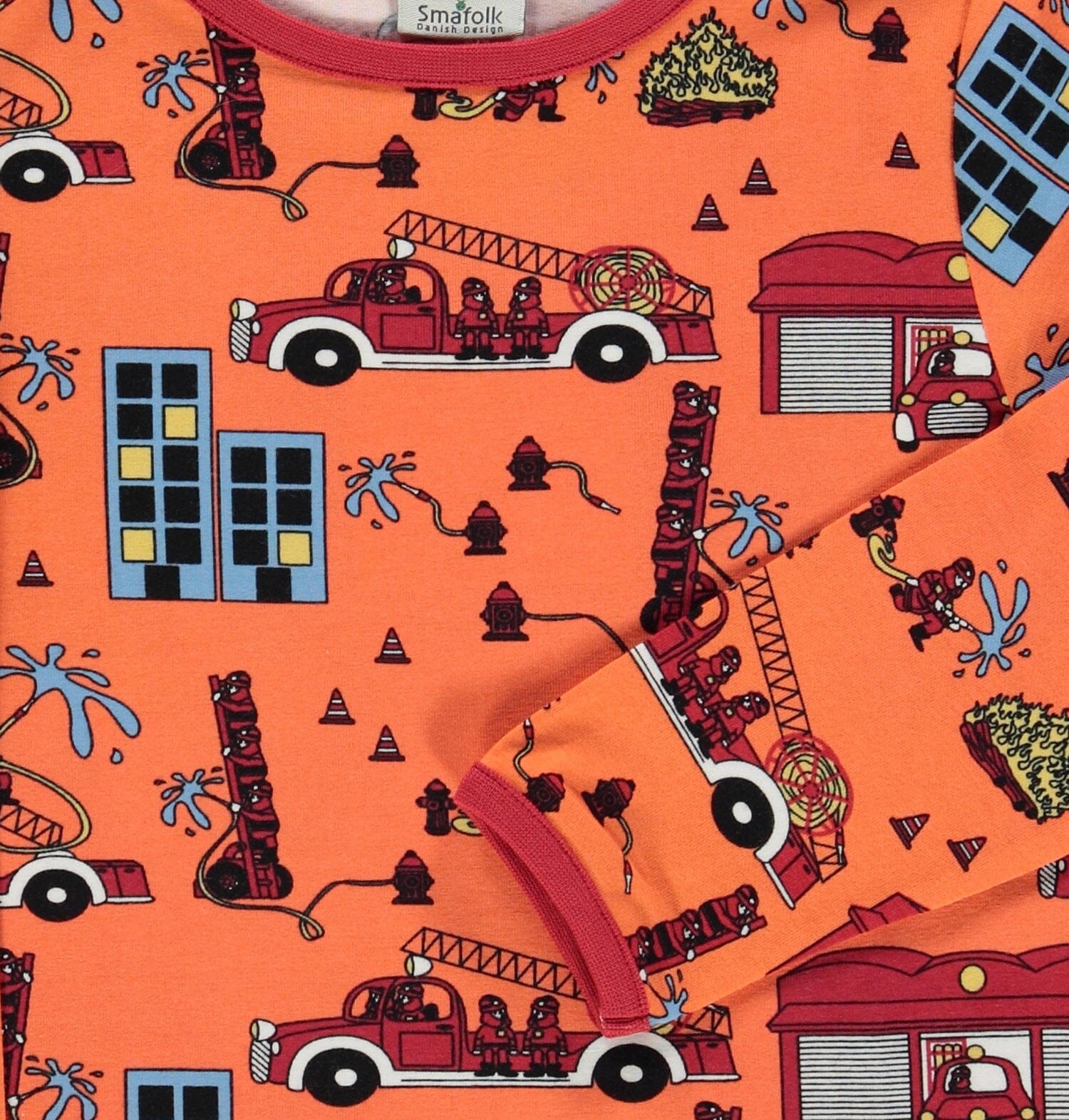SMAFOLK Langarmshirt mit allover Feuerwehr orange / arabesque Langarmshirt Smafolk