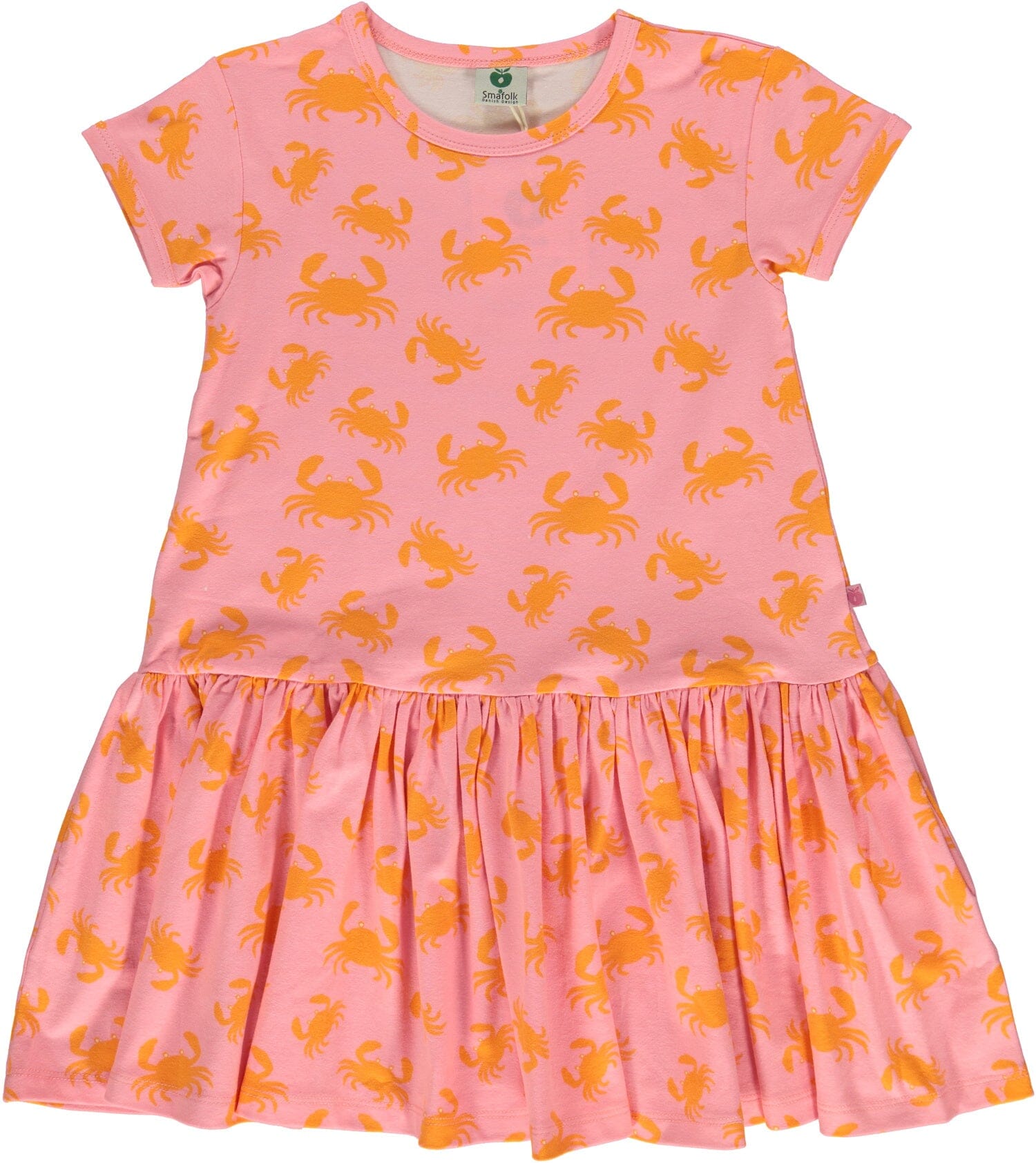 SMAFOLK Kleid rosa orange mit allover Krabbenprint aus Biobaumwolle Kleid Smafolk