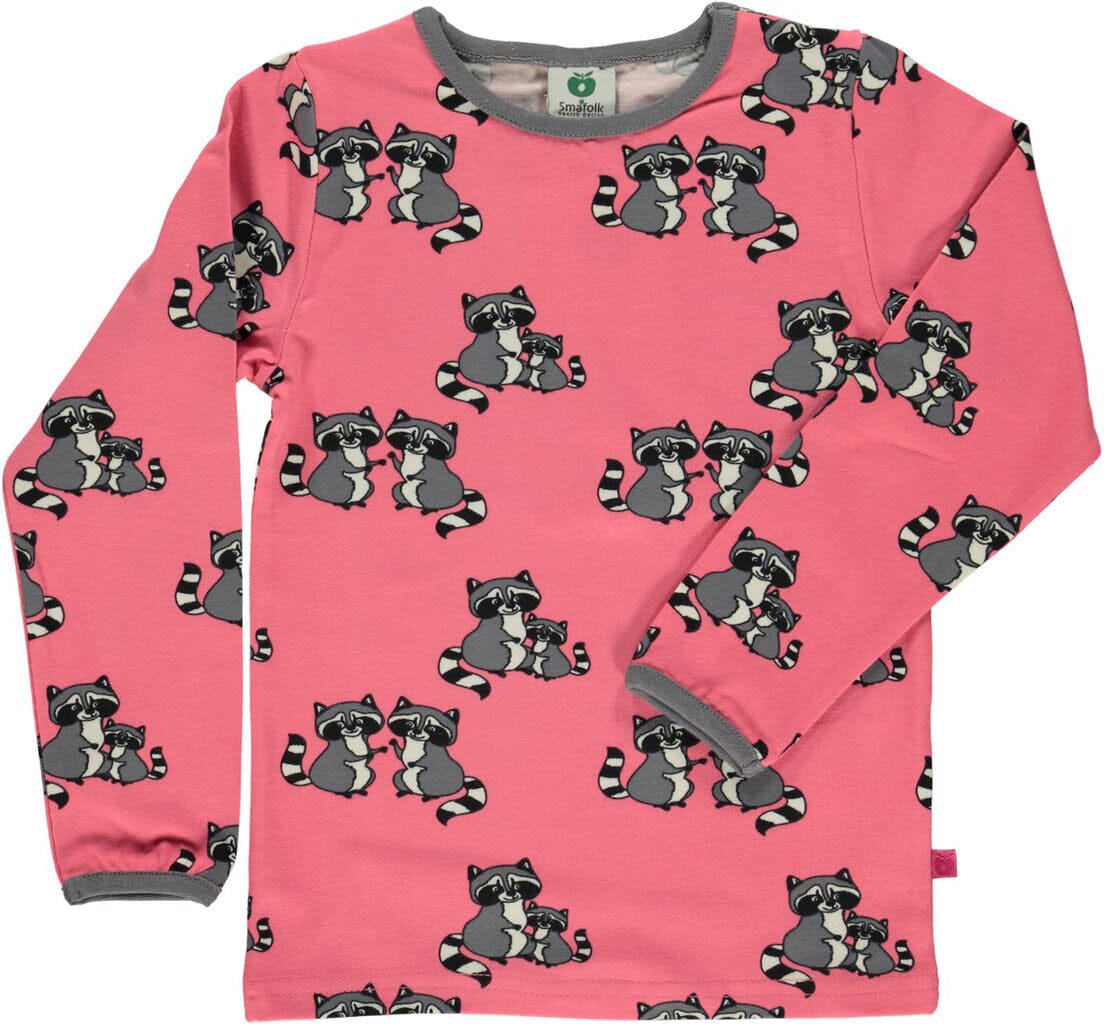 SMAFOLK Langarmshirt mit allover Waschbär rosa Langarmshirt Smafolk