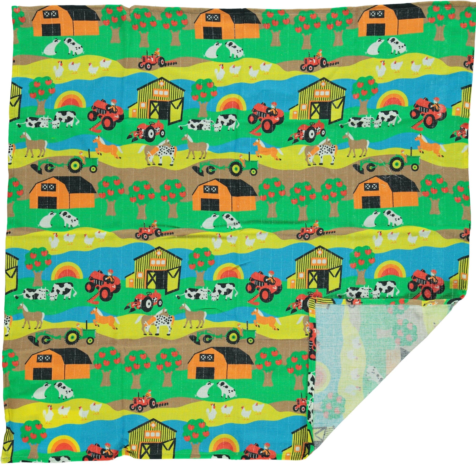 Smafolk Schmusetuch Bauernhof mehrfarbig aus Bio-Baumwolle Kuscheltuch Smafolk