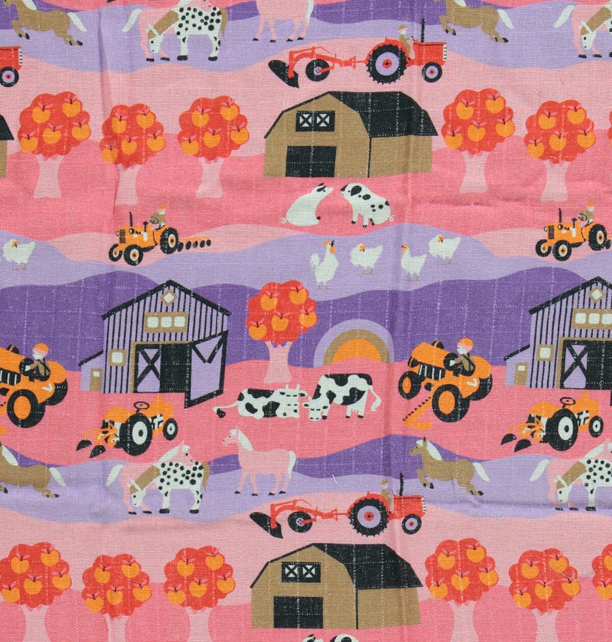Smafolk Schmusetuch Bauernhof rosa lila aus Bio-Baumwolle Kuscheltuch Smafolk