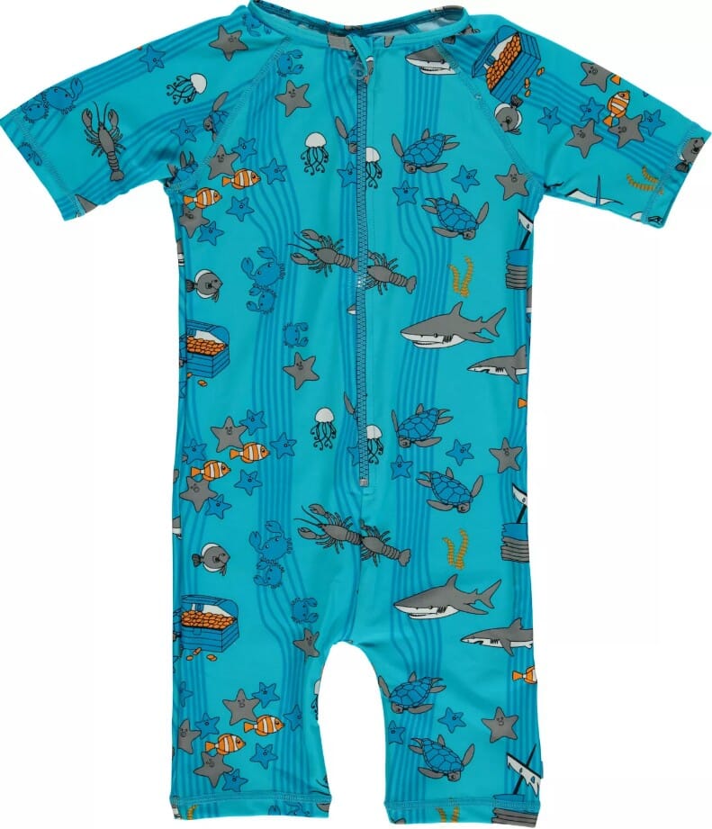 SMAFOLK UV-Badeshorty mit Meerestieren – Türkis-Blau mit UV-Schutz 50+ Badeanzug Smafolk