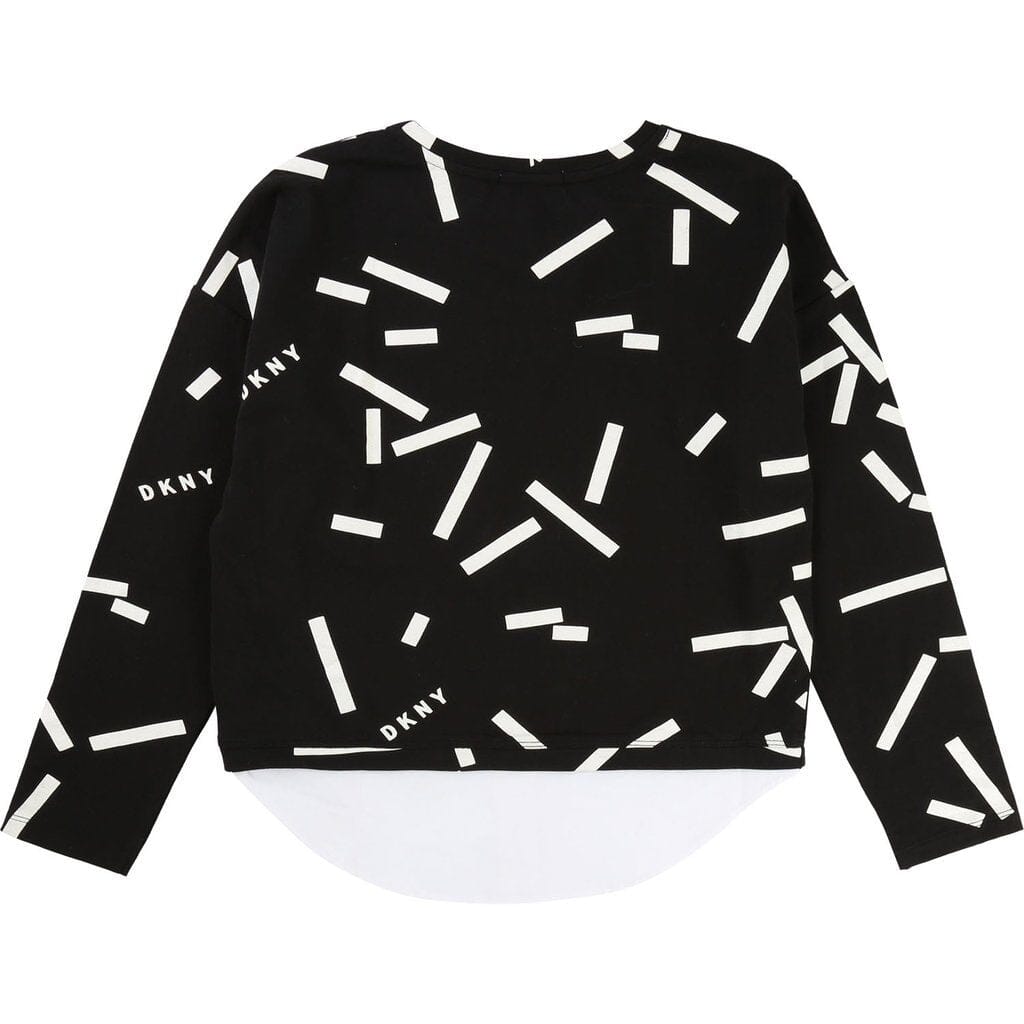 DKNY KIDS Langarmshirt Lagenlook schwarz mit Hemdsaum Langarmshirt DKNY