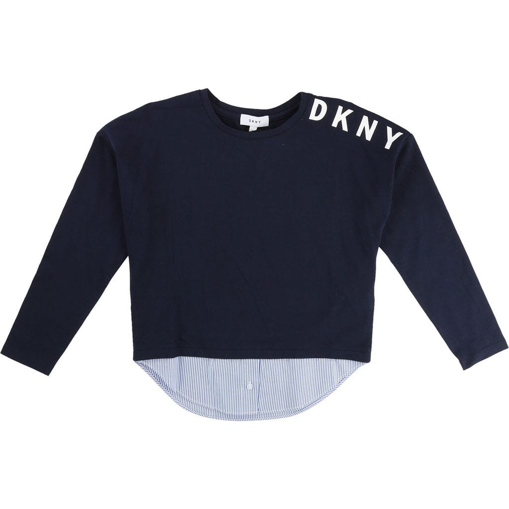 DKNY KIDS Langarmshirt navy mit Hemdsaum Langarmshirt DKNY
