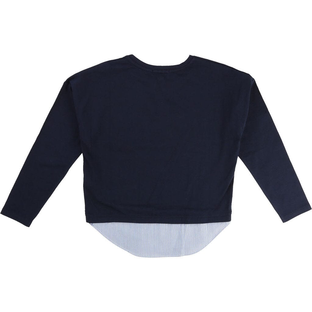 DKNY KIDS Langarmshirt navy mit Hemdsaum Langarmshirt DKNY