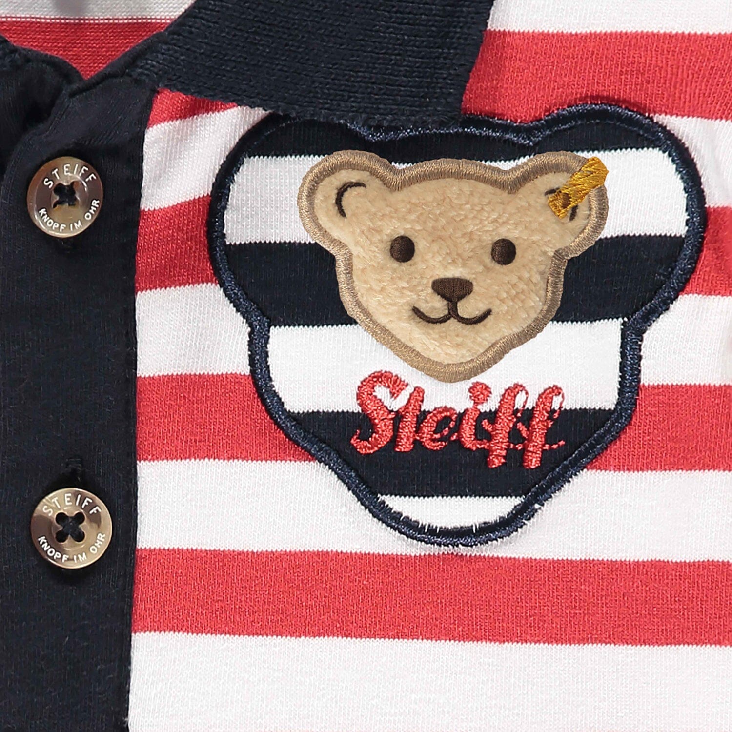 Steiff Baby langarm Poloshirt rot weiß gestreift Teddy Langarmshirt Steiff