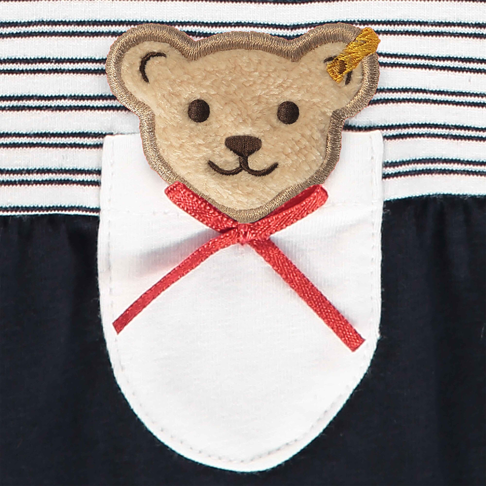 Steiff Baby Spieler blau weiß Streifen und Teddypatch Spieler und Bodys Steiff