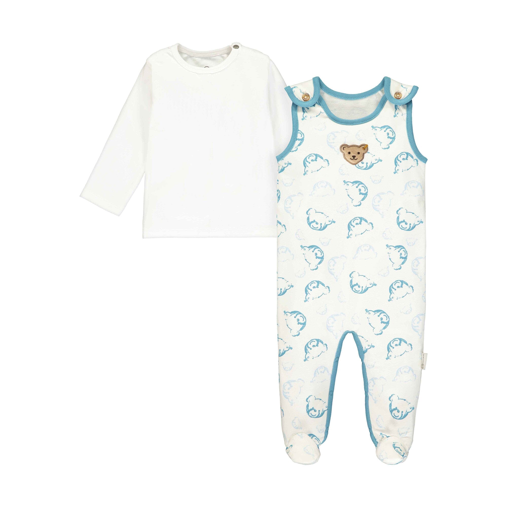 Steiff Set Strampler und Longsleeve allover Teddy Print Baby Kombination Steiff