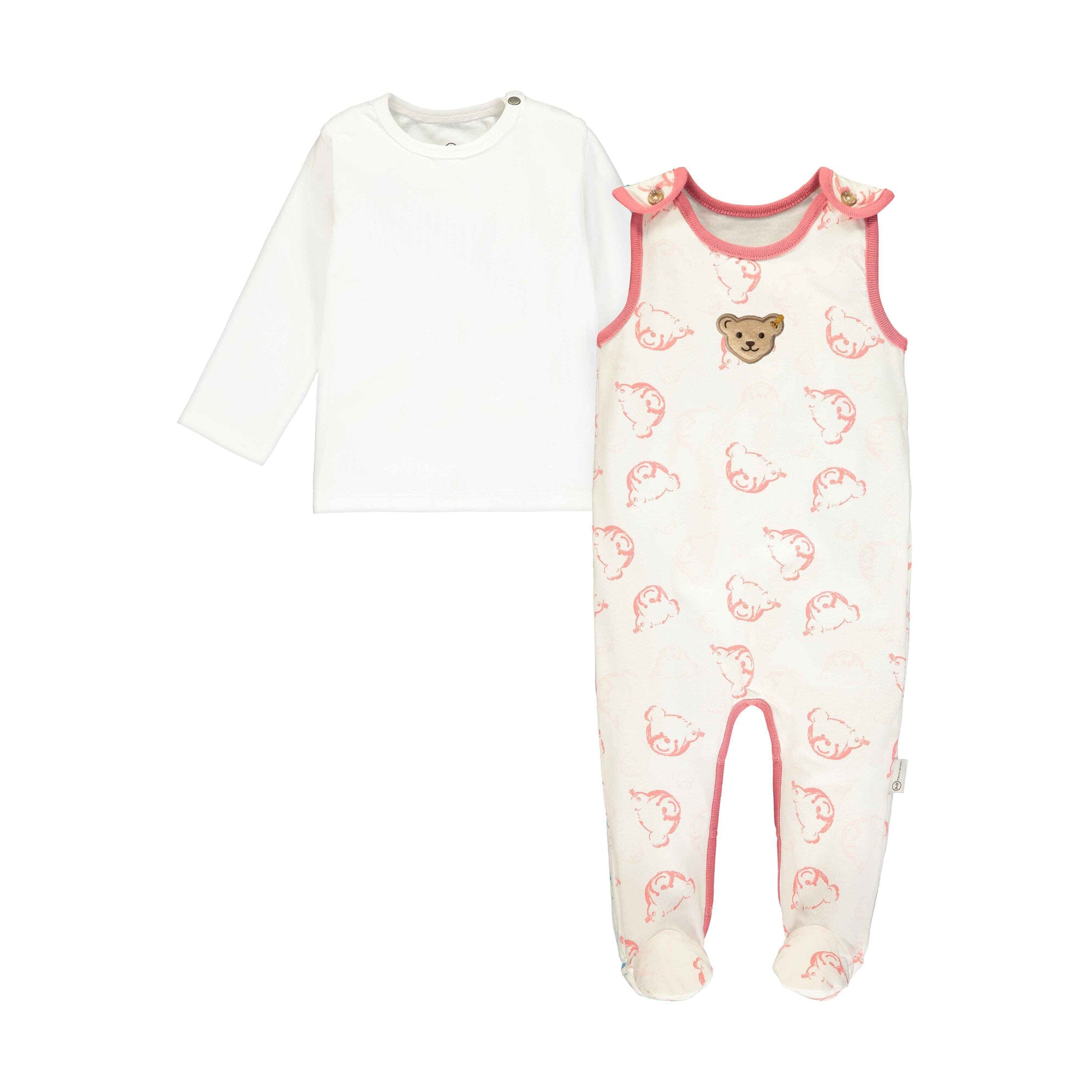 Steiff Set Strampler und Longsleeve allover Teddy Print Baby Kombination Steiff