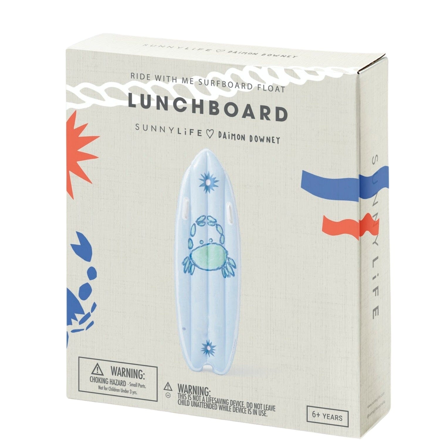 SUNNYLIFE Ride With Me Surfboard Float aufblasbar hellblau Schwimmreifen Schwimmflügel und Luftmatrazen SUNNYLIFE