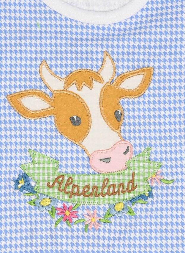 P. Eisenherz Baby T-Shirt hellblau weiß Kuh Vichy Karo T-Shirt P. Eisenherz