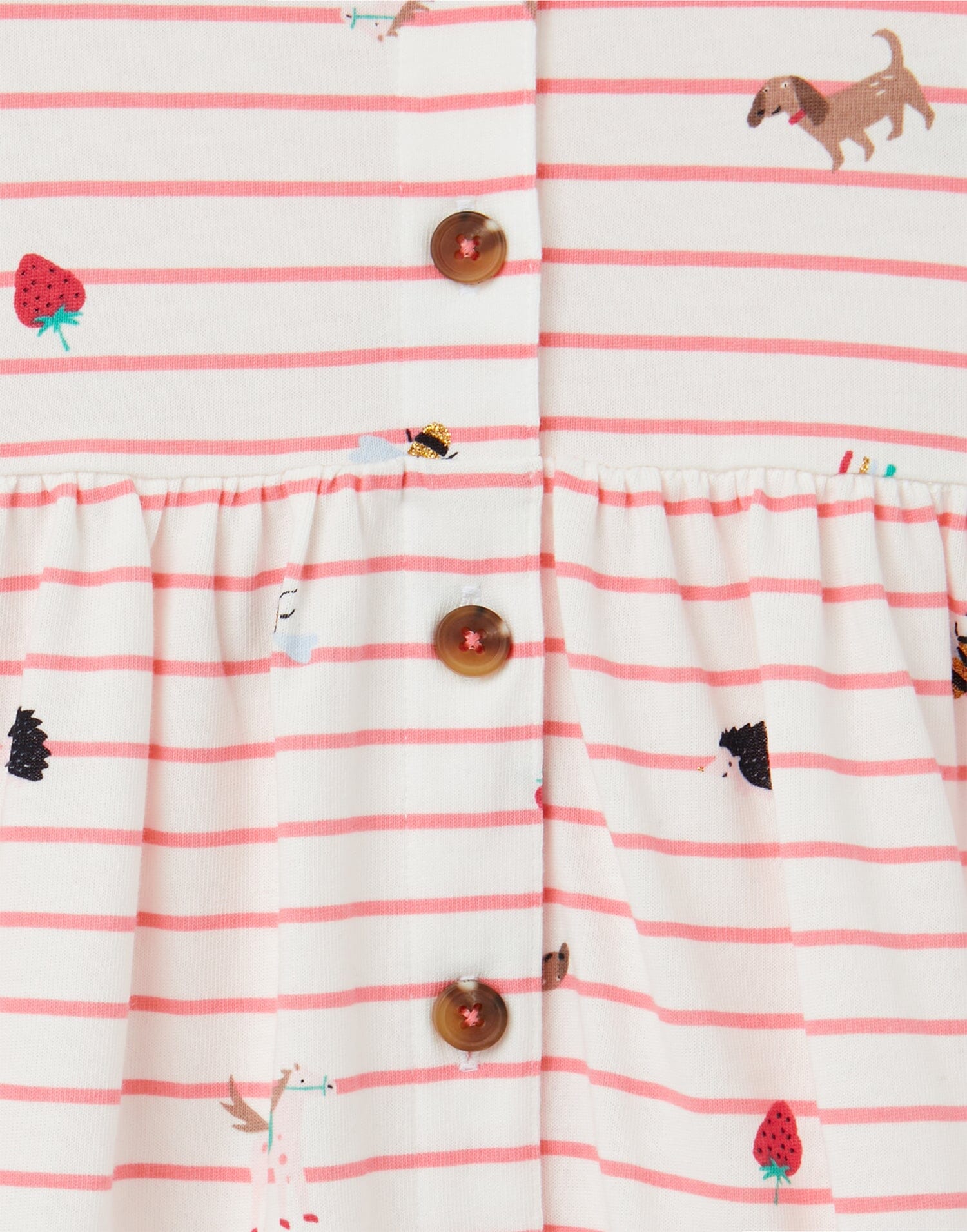 TOM JOULE Kleid Liddie Marienkäfer und Hunde rosa weiß gestreift Kleid TOM JOULE