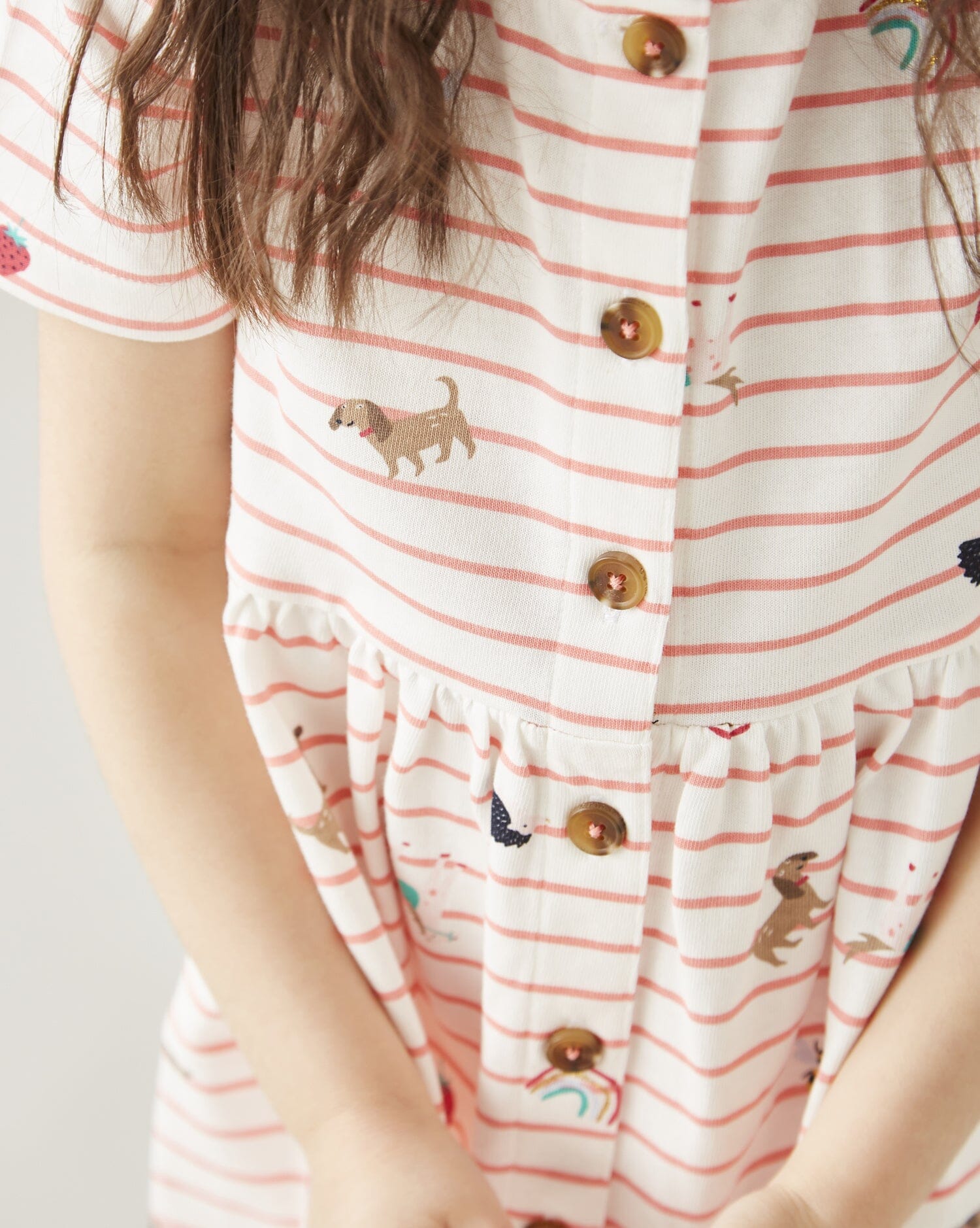 TOM JOULE Kleid Liddie Marienkäfer und Hunde rosa weiß gestreift Kleid TOM JOULE