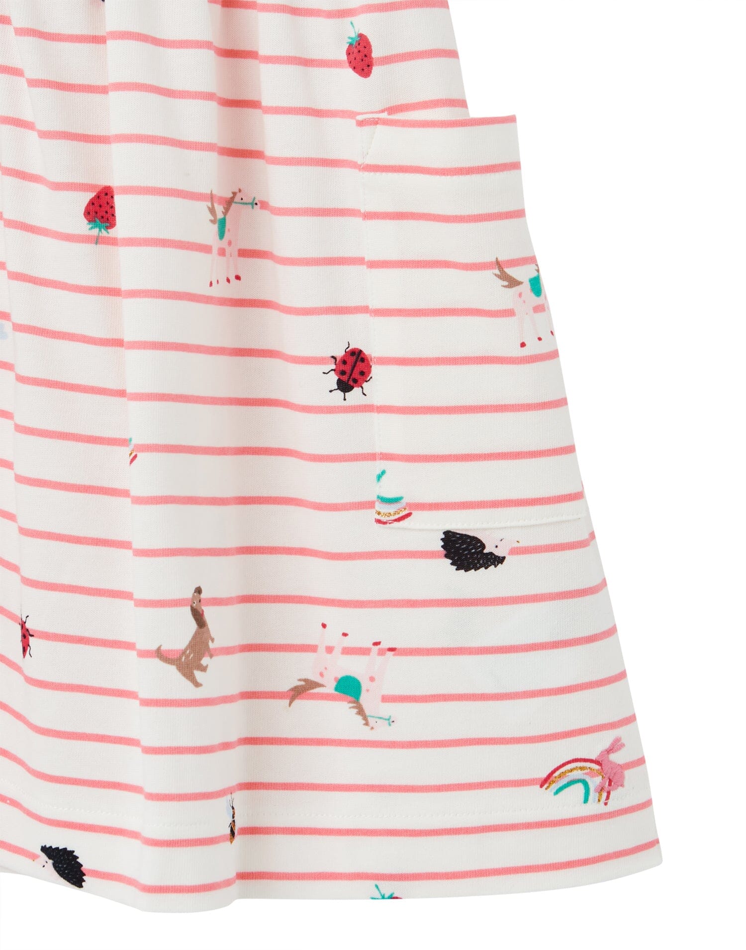 TOM JOULE Kleid Liddie Marienkäfer und Hunde rosa weiß gestreift Kleid TOM JOULE