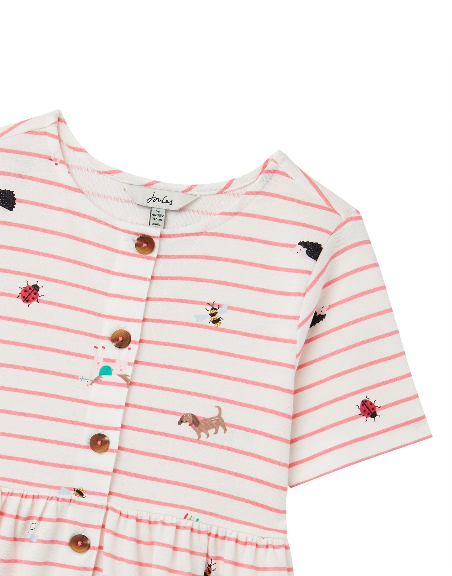 TOM JOULE Kleid Liddie Marienkäfer und Hunde rosa weiß gestreift Kleid TOM JOULE