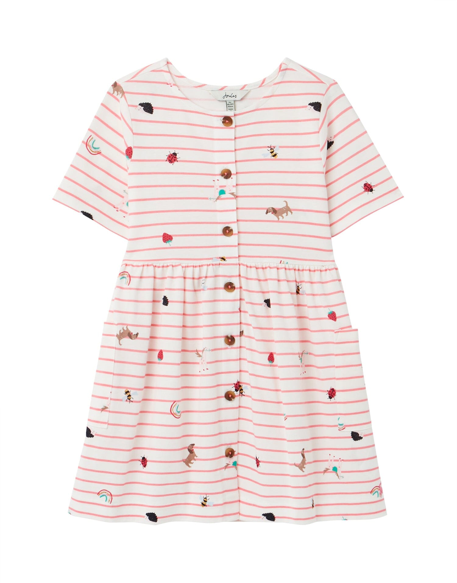 TOM JOULE Kleid Liddie Marienkäfer und Hunde rosa weiß gestreift Kleid TOM JOULE