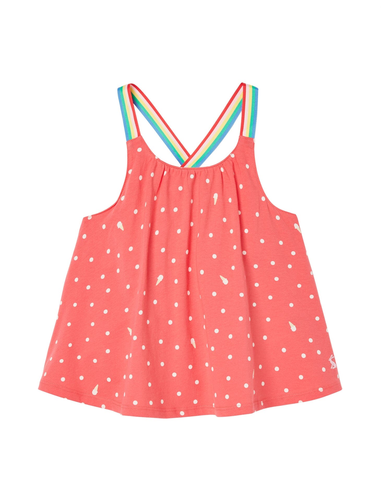 TOM JOULE Top Ivy pink mit weißen Tupfern und Regenbogen Trägern Tops und Tanktops TOM JOULE