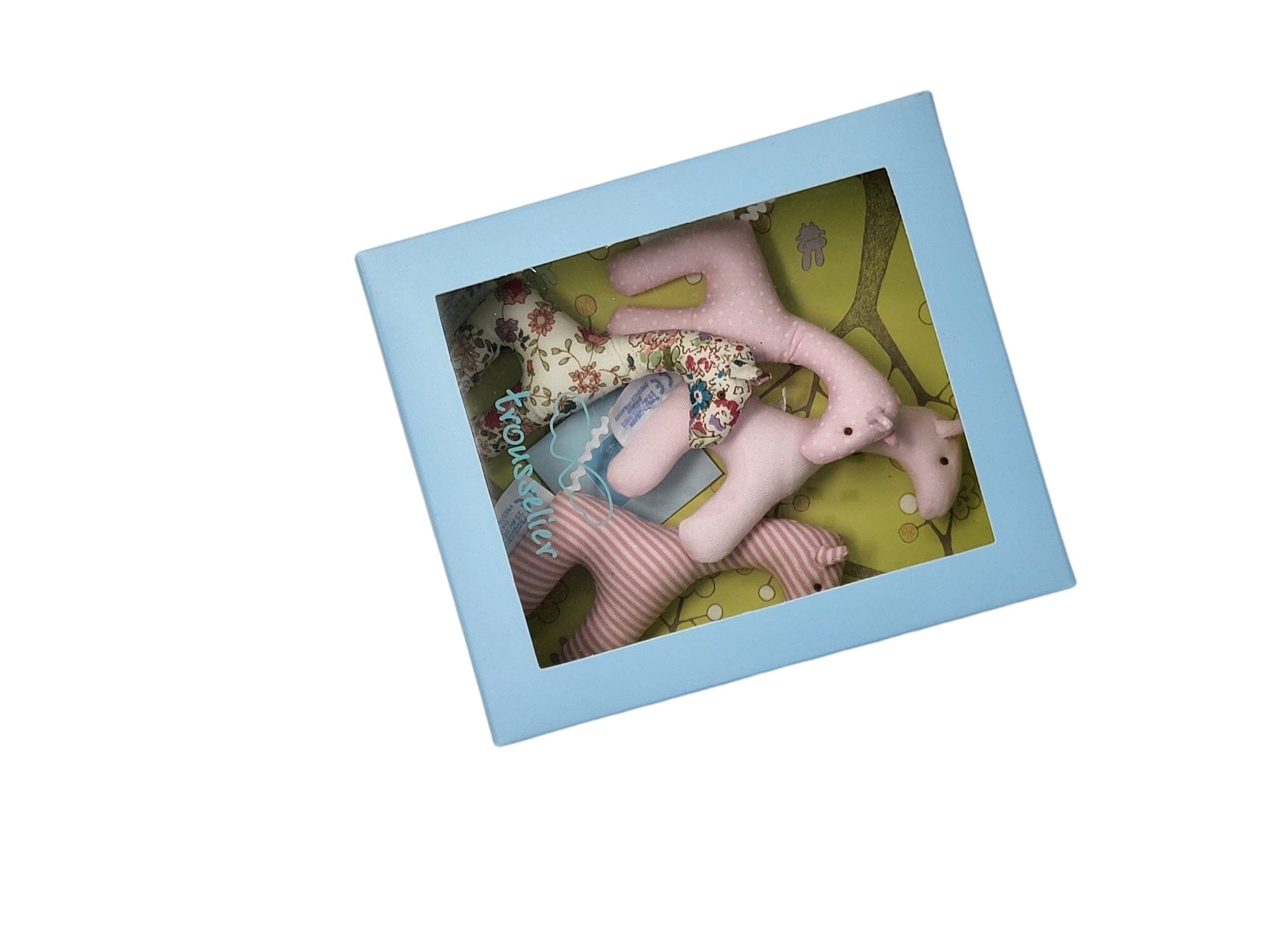 Trousselier Set 4 Giraffen rosa puderrosa rosa Baumwolle 10cm Babyrasseln Trousselier