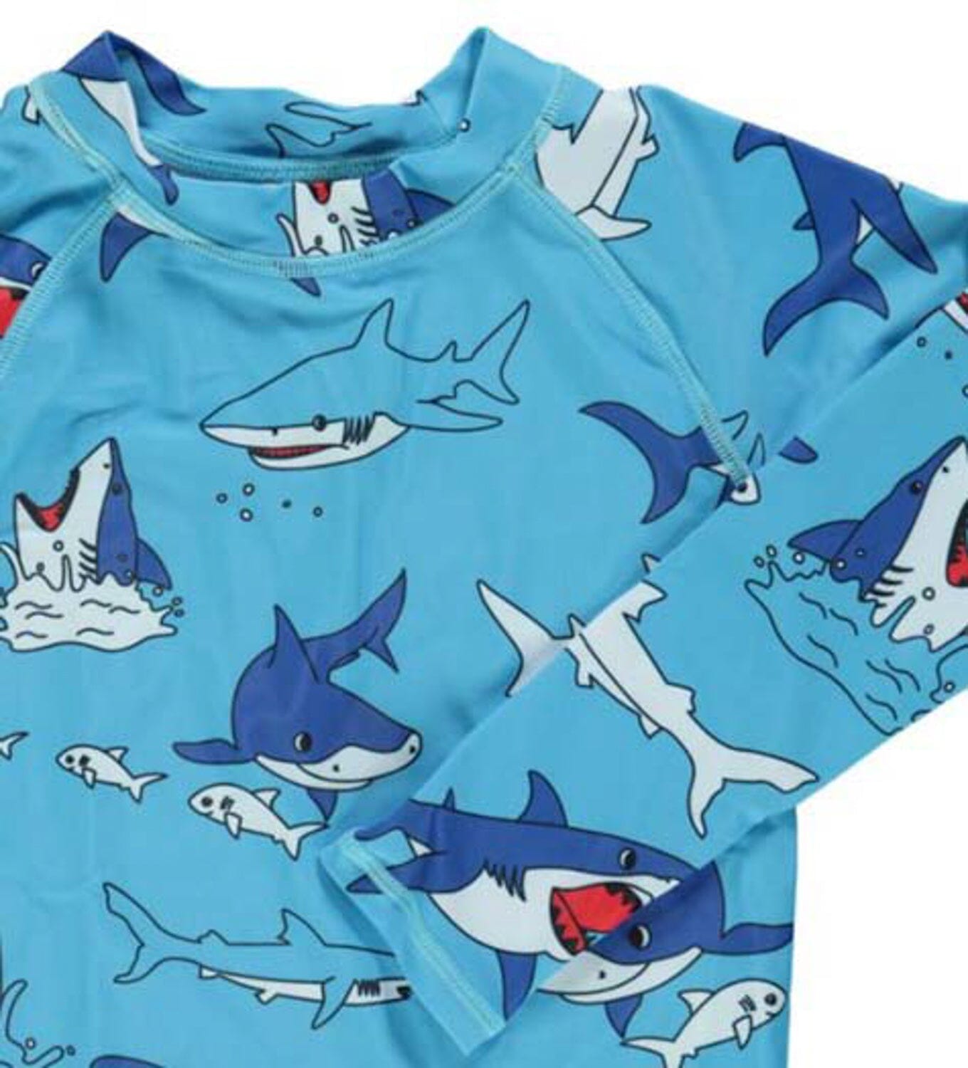 SMAFOLK Schwimmshirt Rash Guard hellblau Hai UV Schutz T-Shirt Smafolk