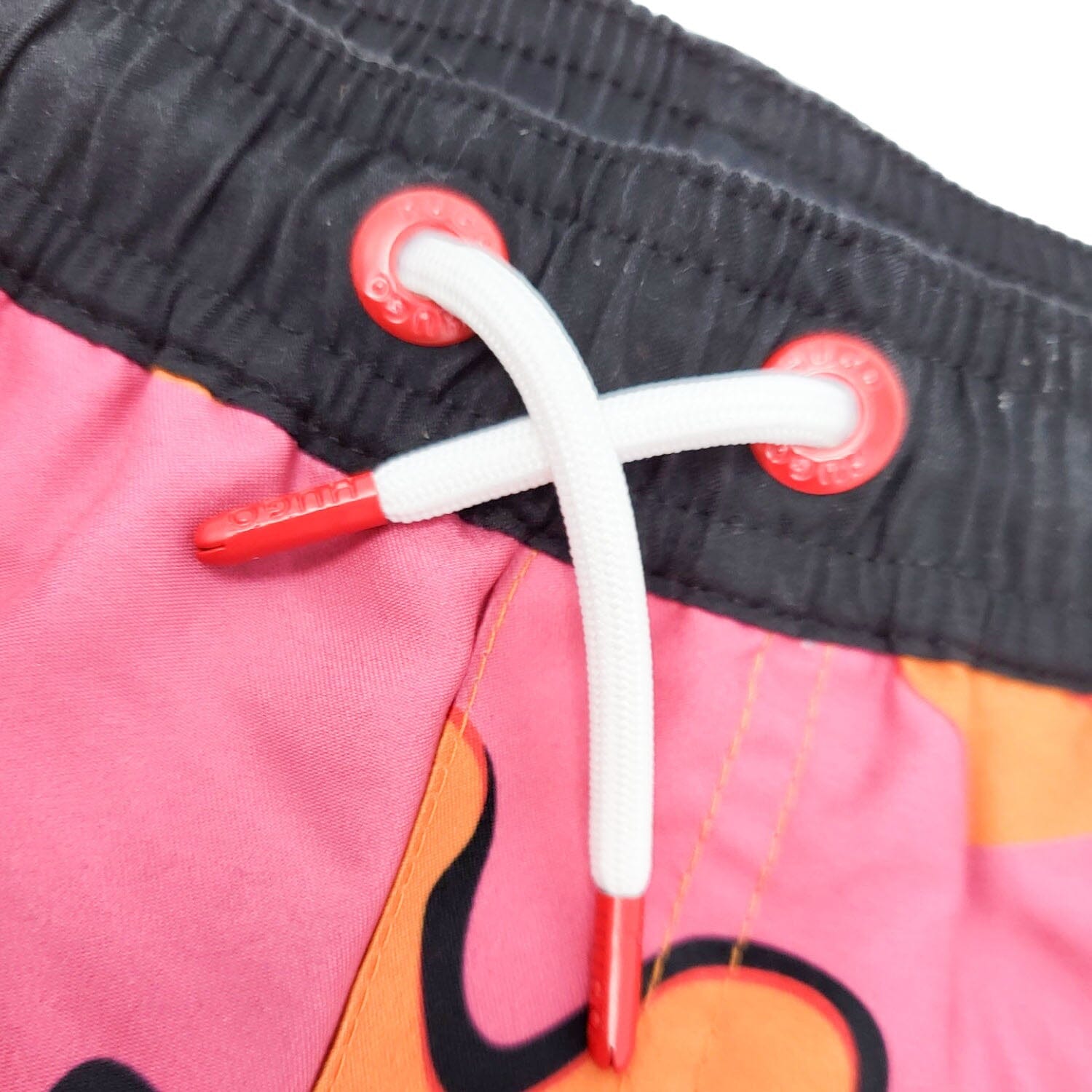 HUGO Surfershorts orange pink gemustert Badehose HUGO