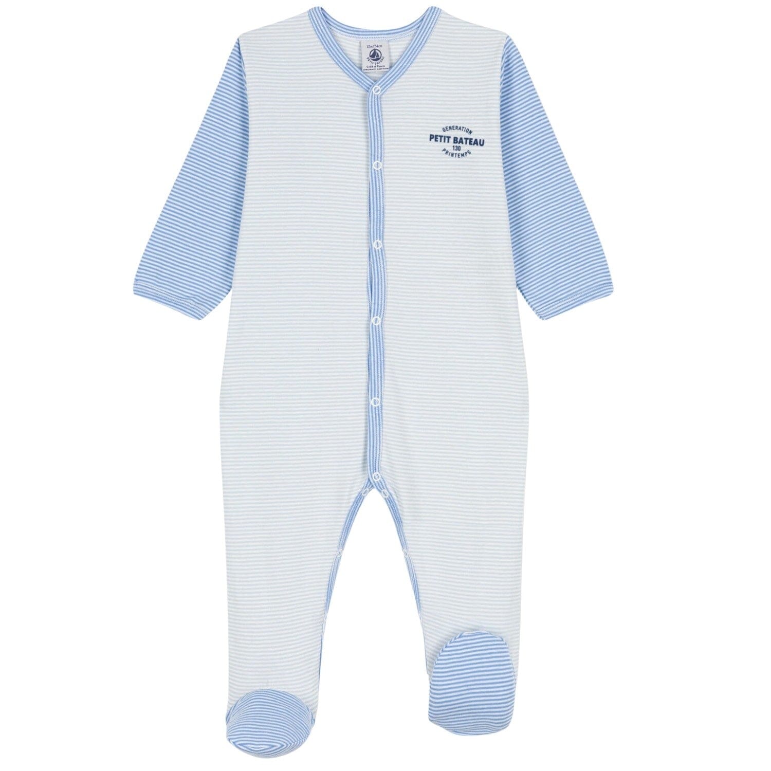 Petit Bateau Ringelstrampler blau aus Bio-Baumwolle Strampler Petit Bateau