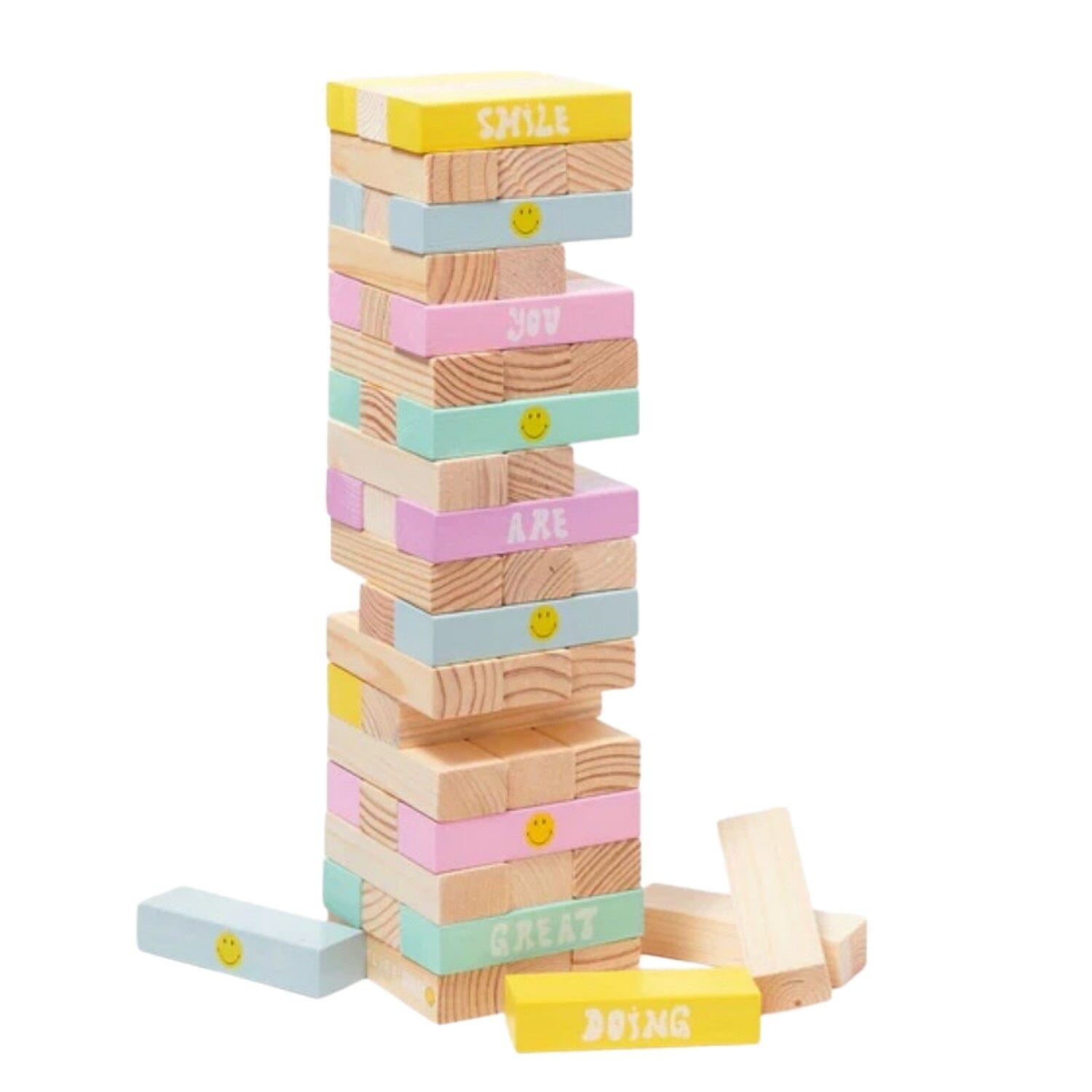 SUNNYLIFE Giant Jumbling Tower Smileyworld aus Naturholz bunt Holzspielzeug SUNNYLIFE