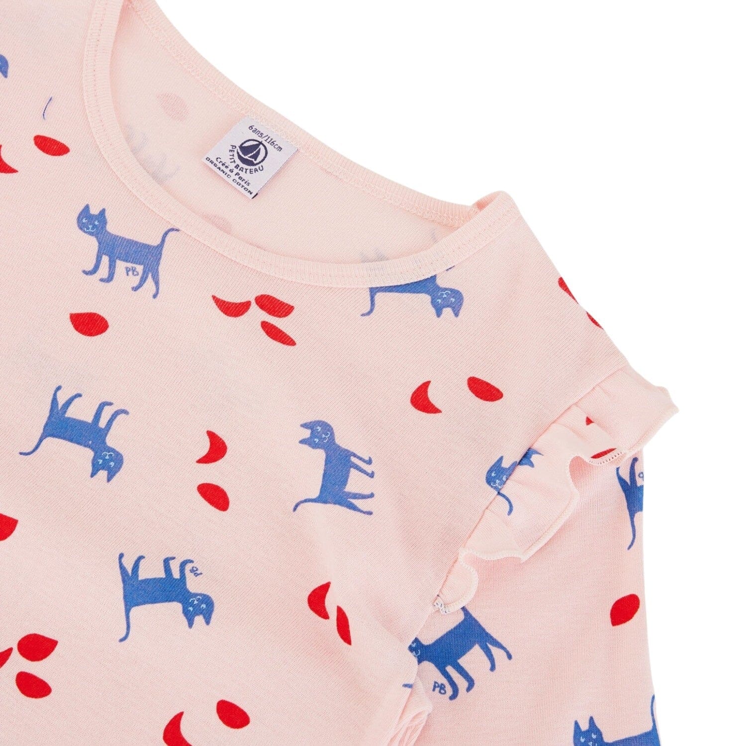 Petit Bateau Nachthemd in rosa mit blauen Katzen Nachthemd Petit Bateau
