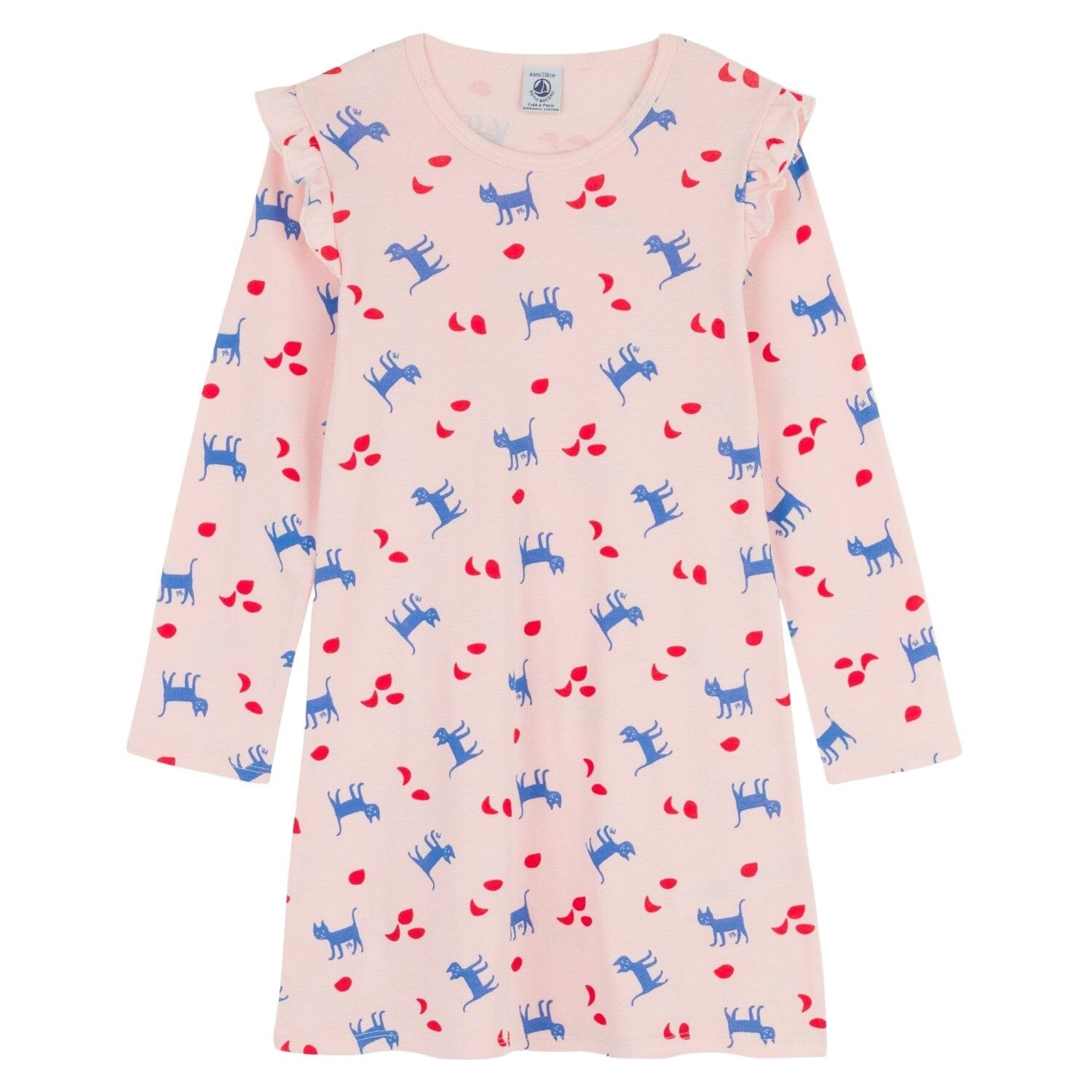 Petit Bateau Nachthemd in rosa mit blauen Katzen Nachthemd Petit Bateau