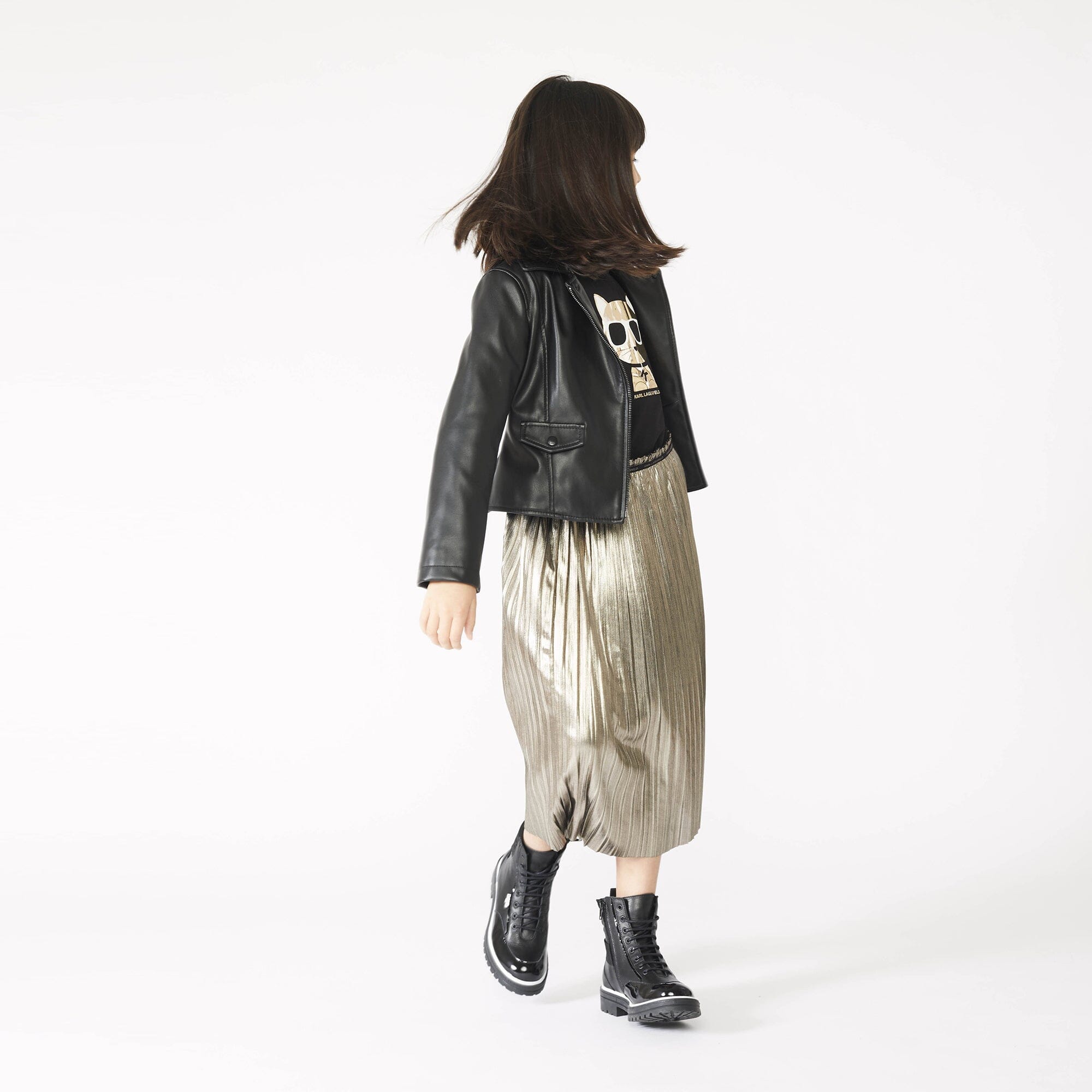 Karl Lagerfeld Kids Midi Rock goldfarben mit Logo Bund Röcke Karl Lagerfeld