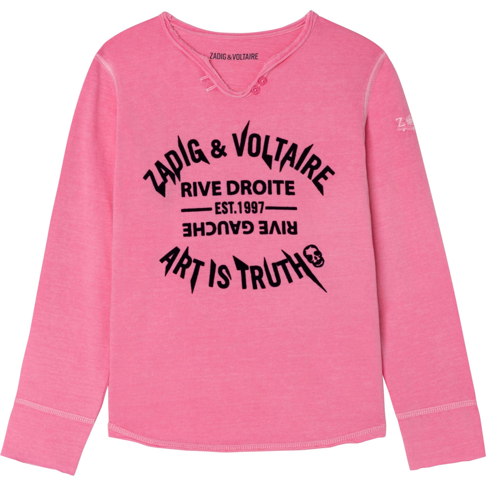 Zadig & Voltaire Longsleeve pink mit großen Schriftzügen Langarmshirt Zadig & Voltaire