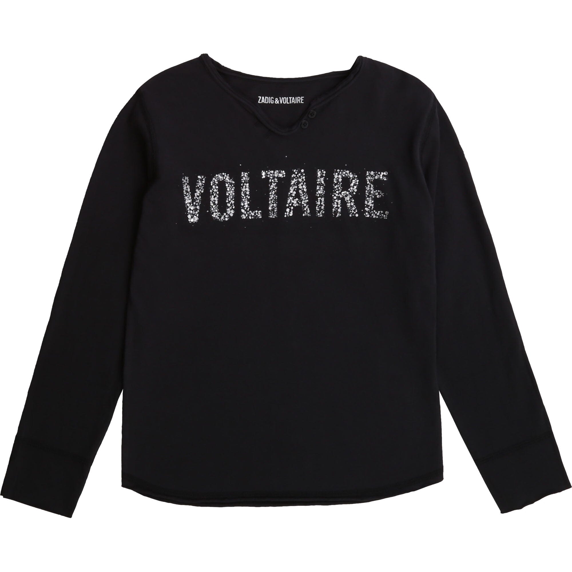 Zadig & Voltaire Longsleeve schwarz mit Glitzer Logo Langarmshirt Zadig & Voltaire