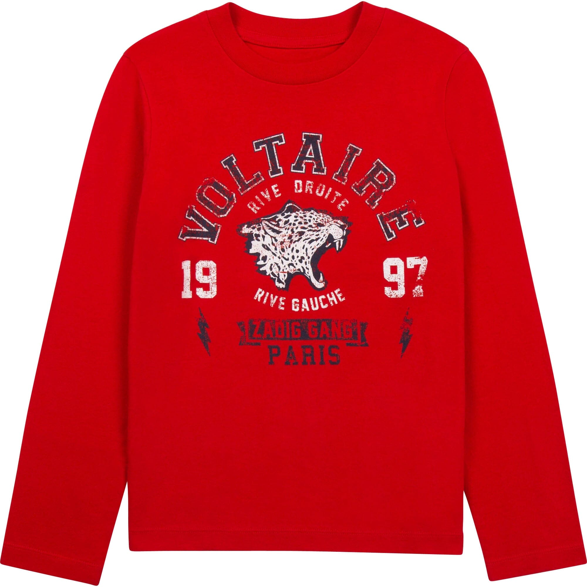 Zadig & Voltaire Longsleeve nachtblau wild cats rot Langarmshirt Zadig & Voltaire