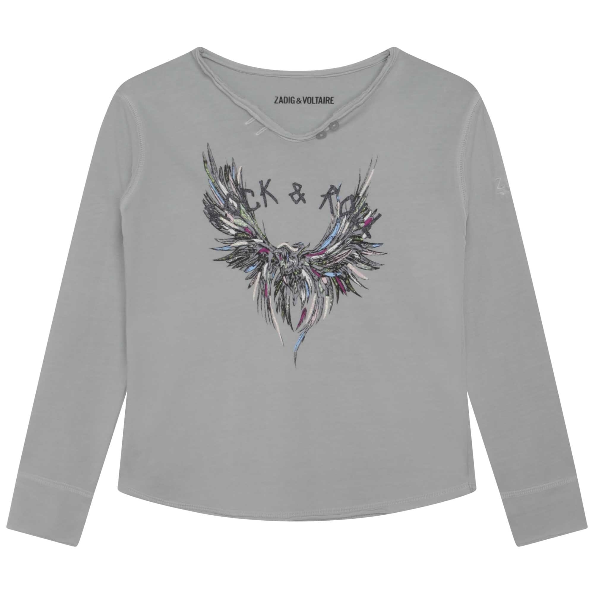 Zadig & Voltaire T-Shirt mit Print Langarmshirt Adler grau Langarmshirt Zadig & Voltaire