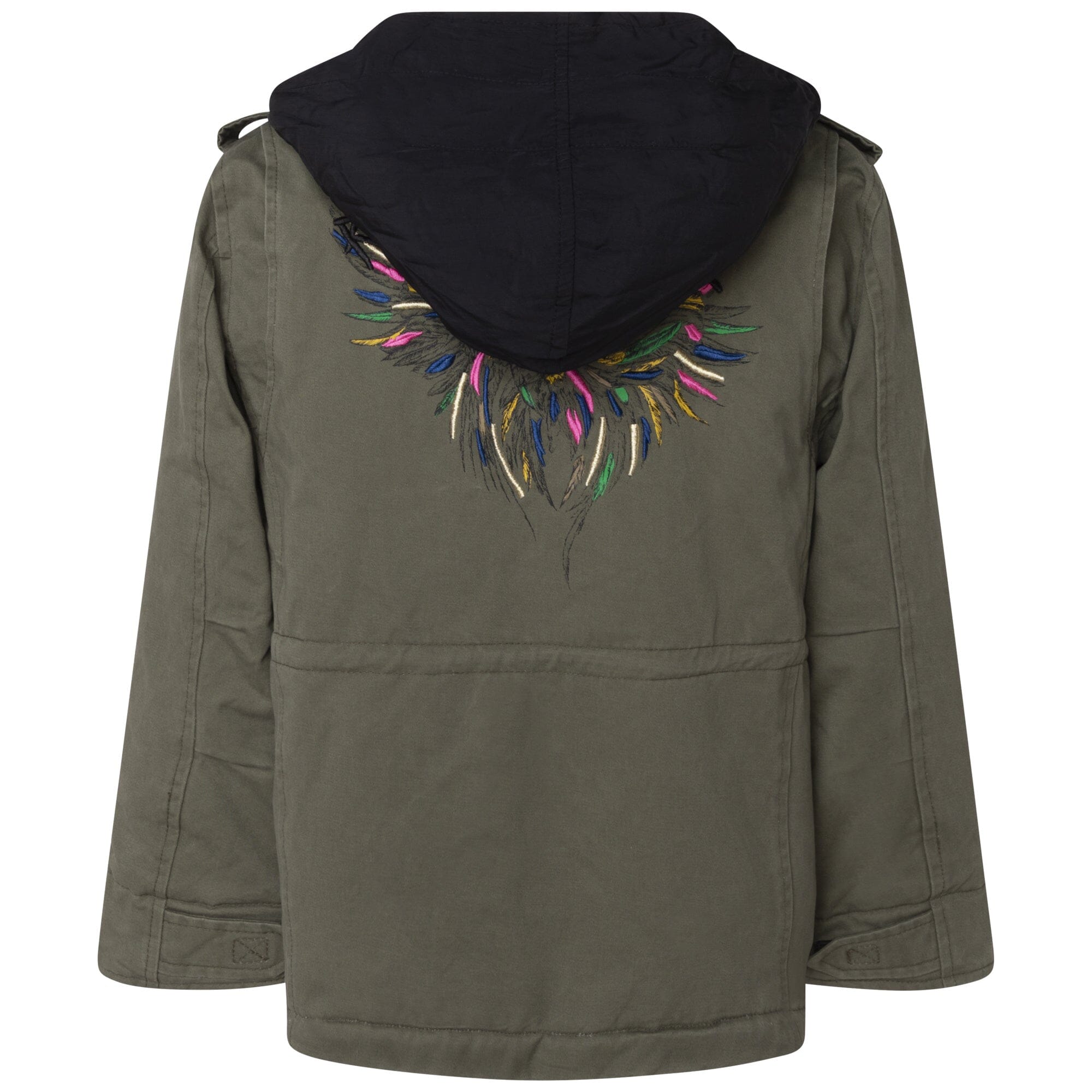 Zadig & Voltaire Parka Jacke khaki oliv wasserabweisend Kapuze Reißverschluss Rückenmotiv Jacke Zadig & Voltaire