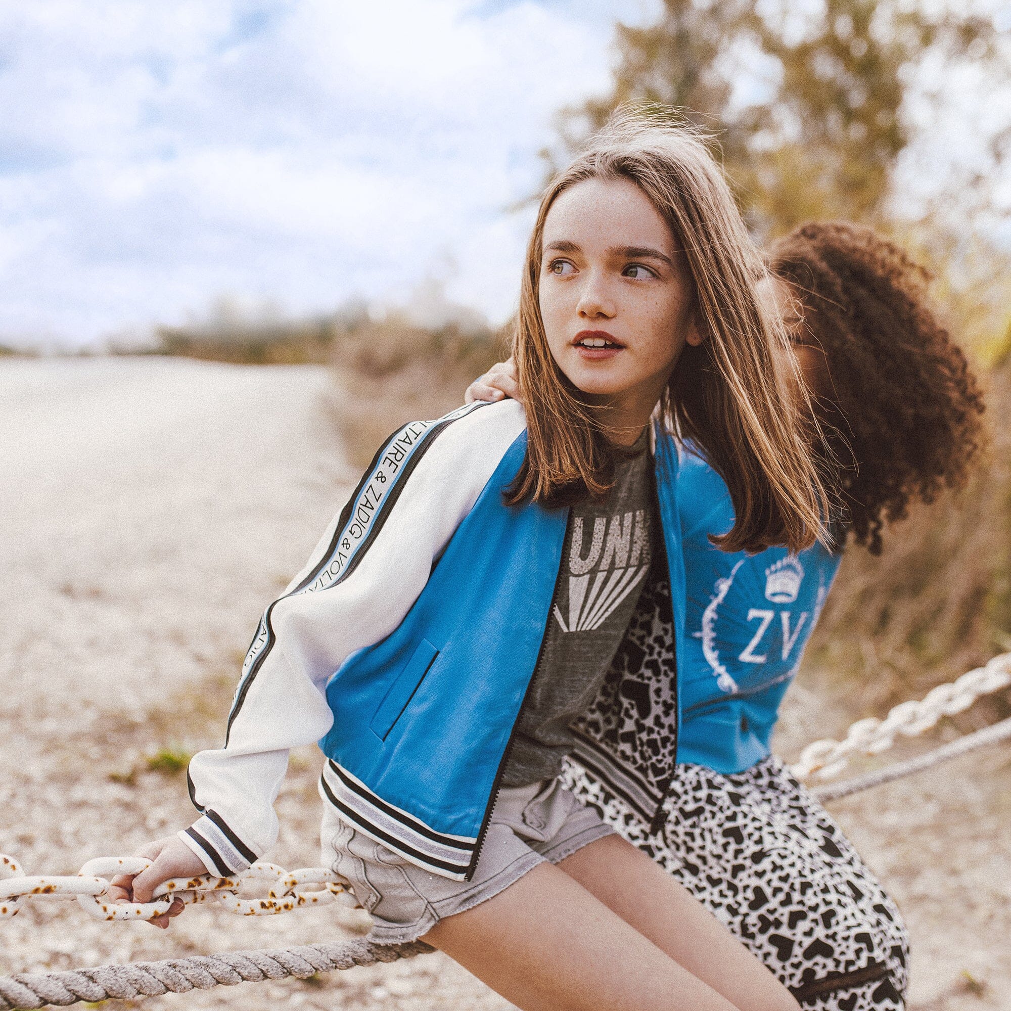 Zadig & Voltaire Sweatshirt blau mit Markenkürzel und Strass Sweatshirt Zadig & Voltaire