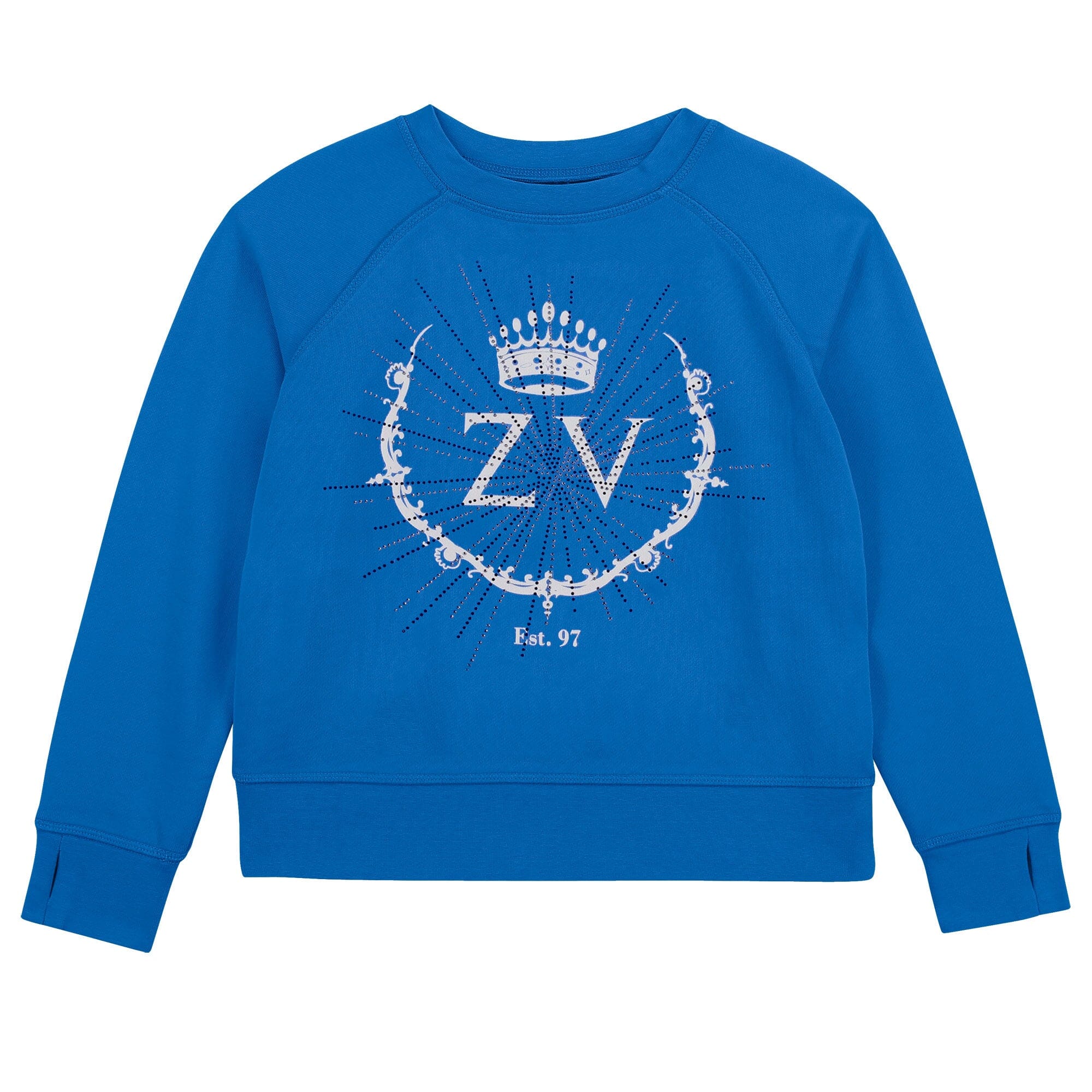 Zadig & Voltaire Sweatshirt blau mit Markenkürzel und Strass Sweatshirt Zadig & Voltaire