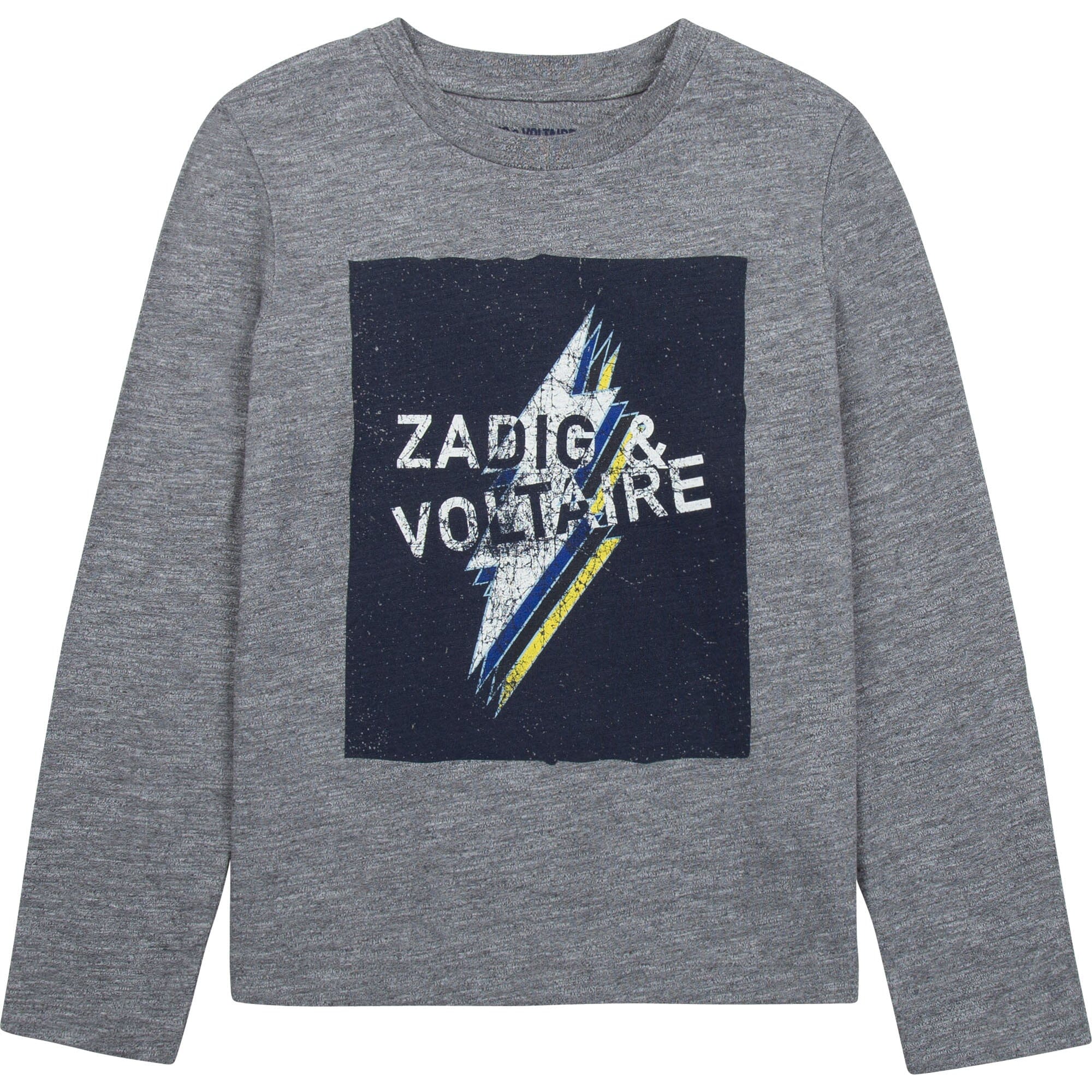 Zadig & Voltaire Longsleeve greymelange Logo und Blitz Langarmshirt Zadig & Voltaire