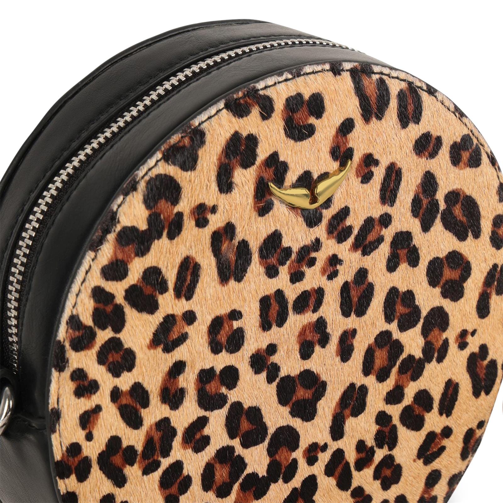 Zadig&Voltaire runde Handtasche aus Rindsleder – Leopard/Schwarz Tasche Zadig & Voltaire