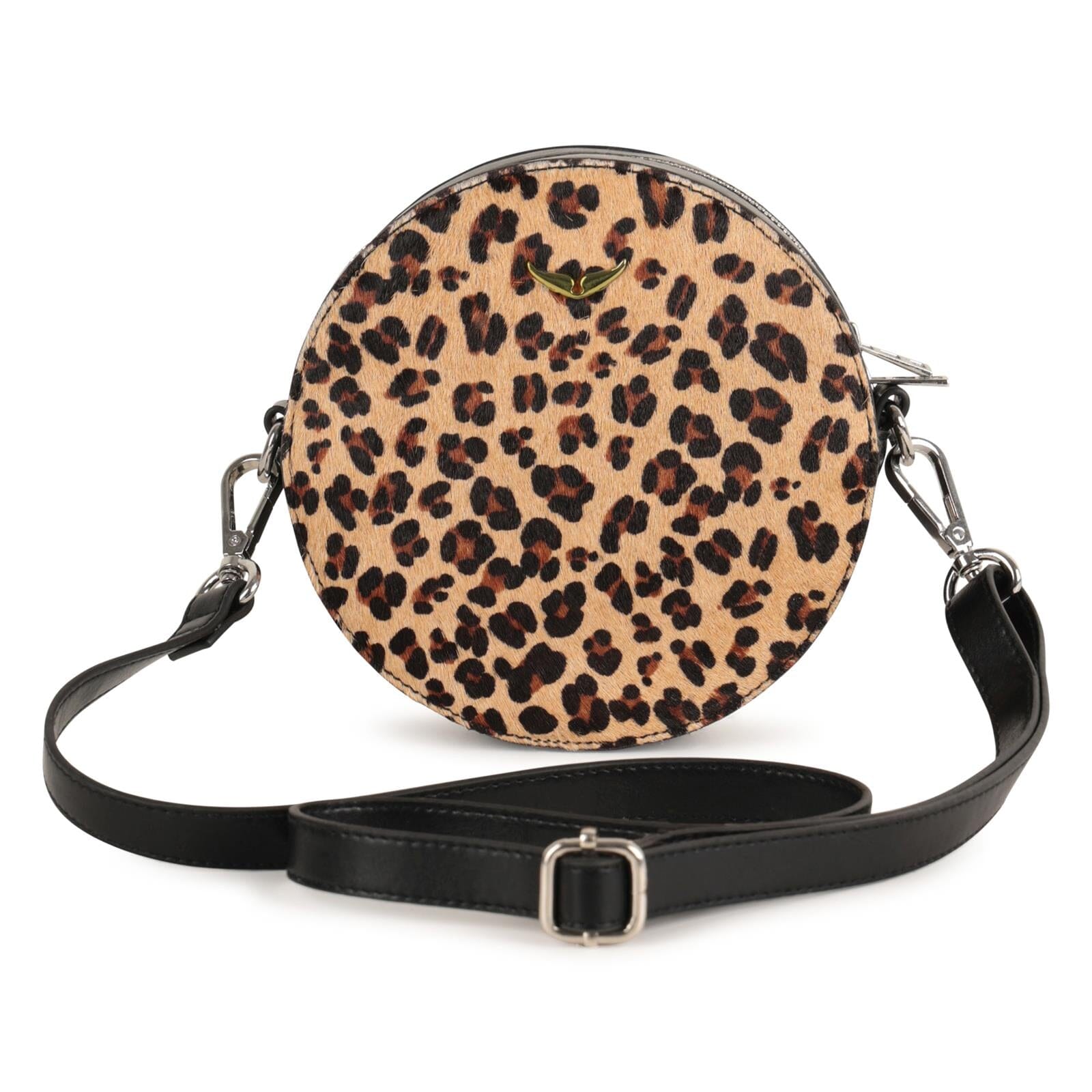 Zadig&Voltaire runde Handtasche aus Rindsleder – Leopard/Schwarz Tasche Zadig & Voltaire