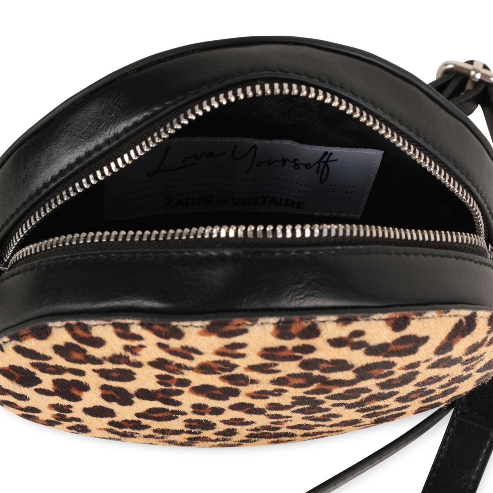 Zadig&Voltaire runde Handtasche aus Rindsleder – Leopard/Schwarz Tasche Zadig & Voltaire