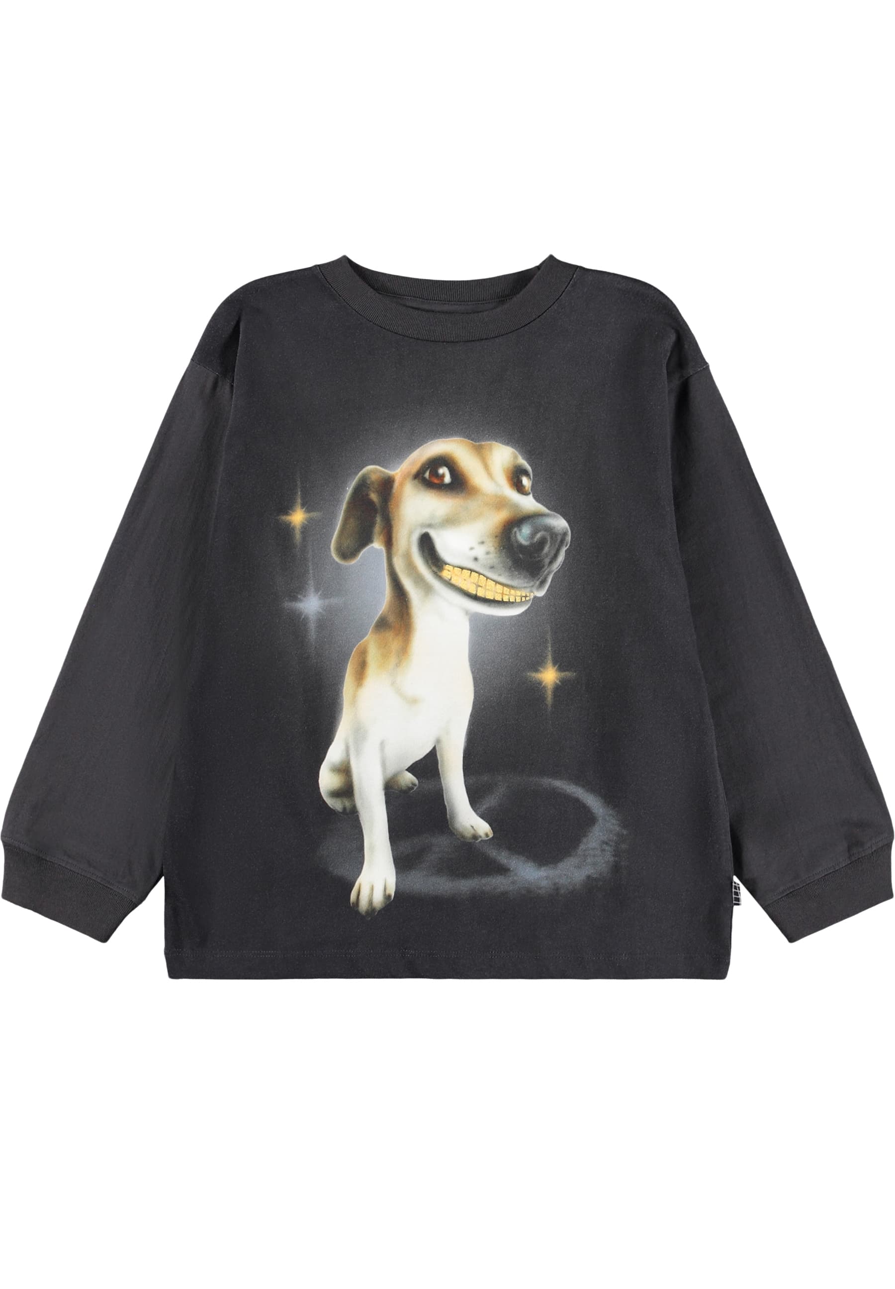 Molo Jungen Langarmshirt Rube schwarz mit Hunde-Print Golden Grillz