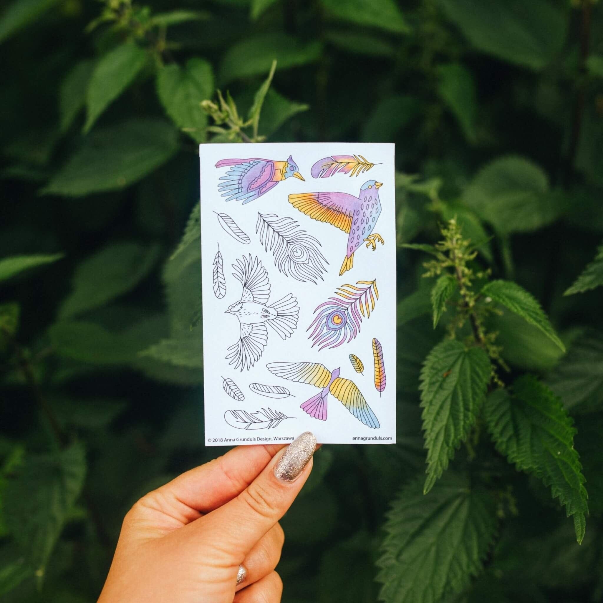 Anna Grunduls Design Birds Coloring Stickers- Sticker / Aufkleber Anna Grunduls Design 