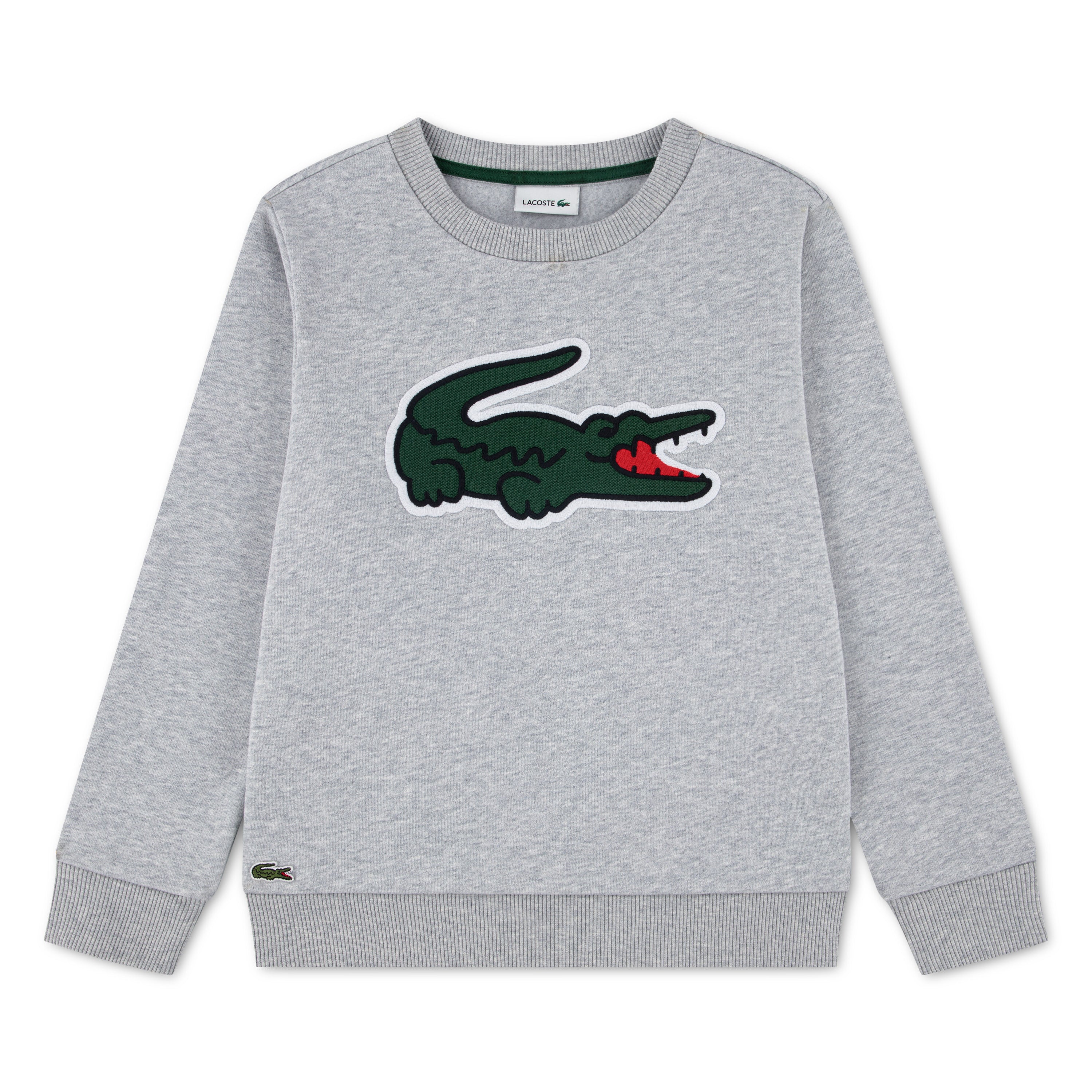 Lacoste Kids Sweatshirt grau Heather mit XXL-Krokodil