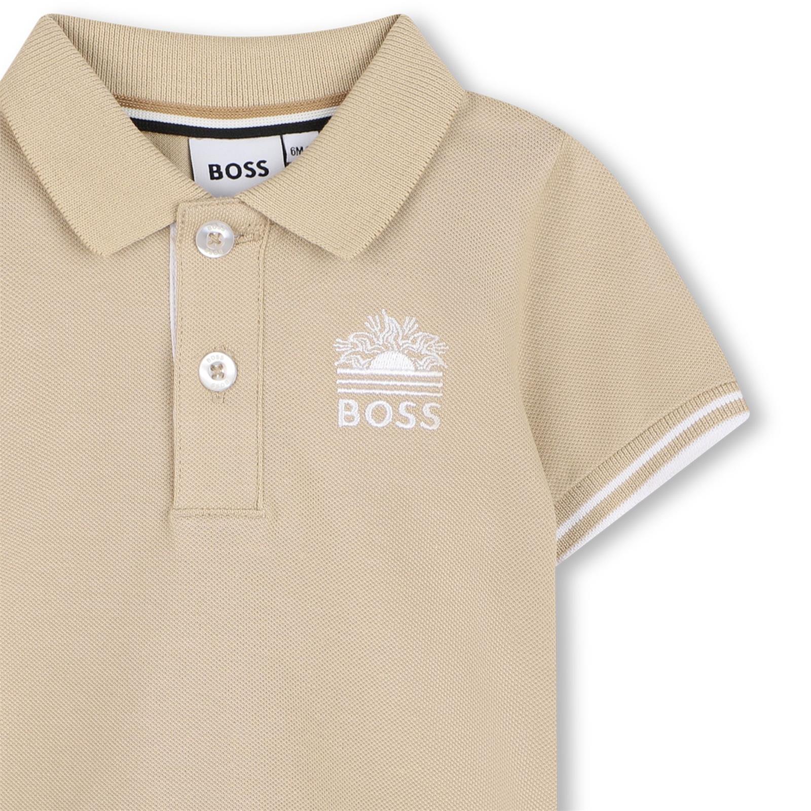 BOSS Baby Poloshirt  + Bermuda Set beige/weiß 96% Baumwolle, 4% Elasthan